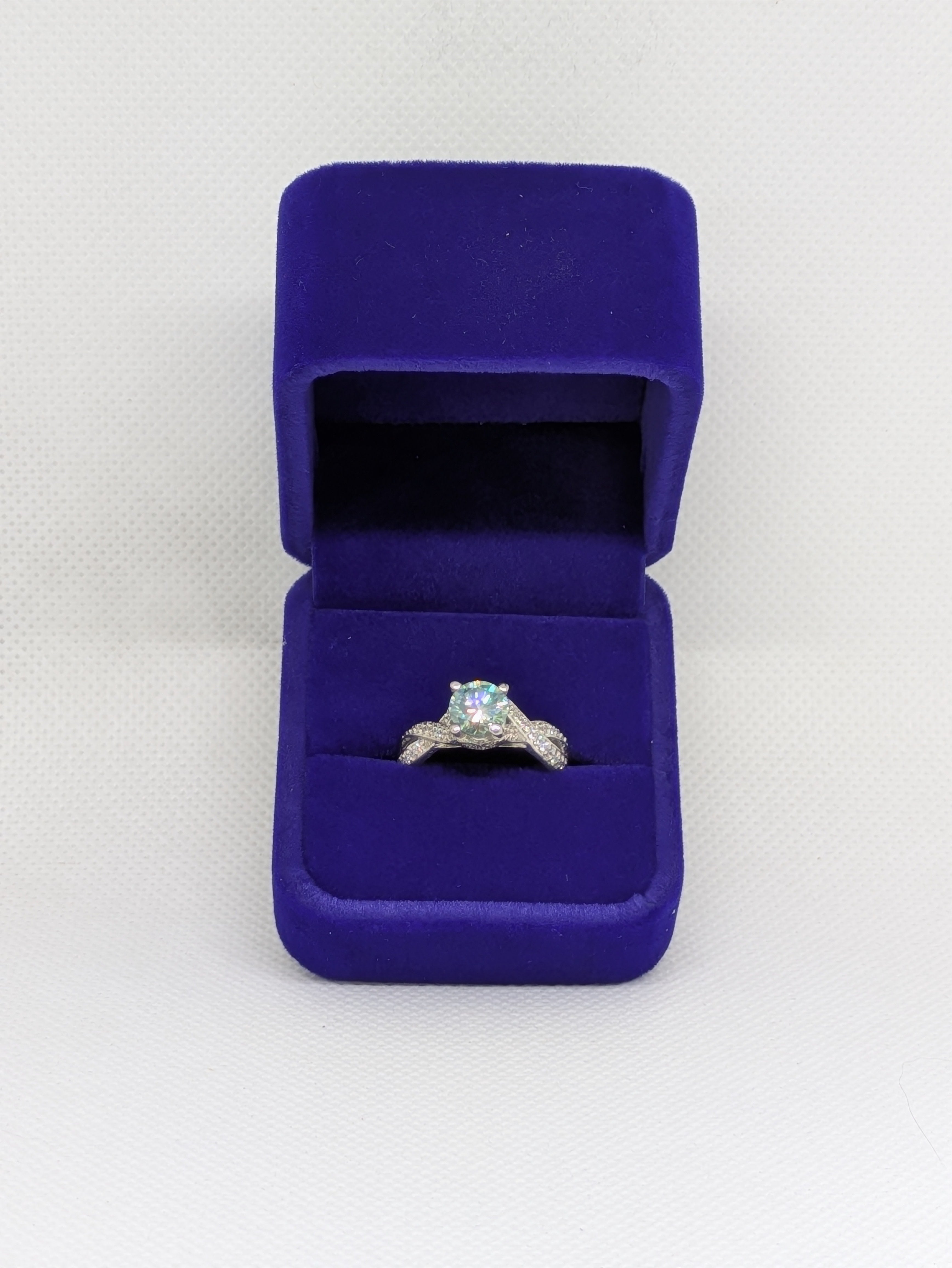 Rainbow‑Fire Moissanite Crossover Ring – 1cttw – 925 Sterling - Presentation Box Included