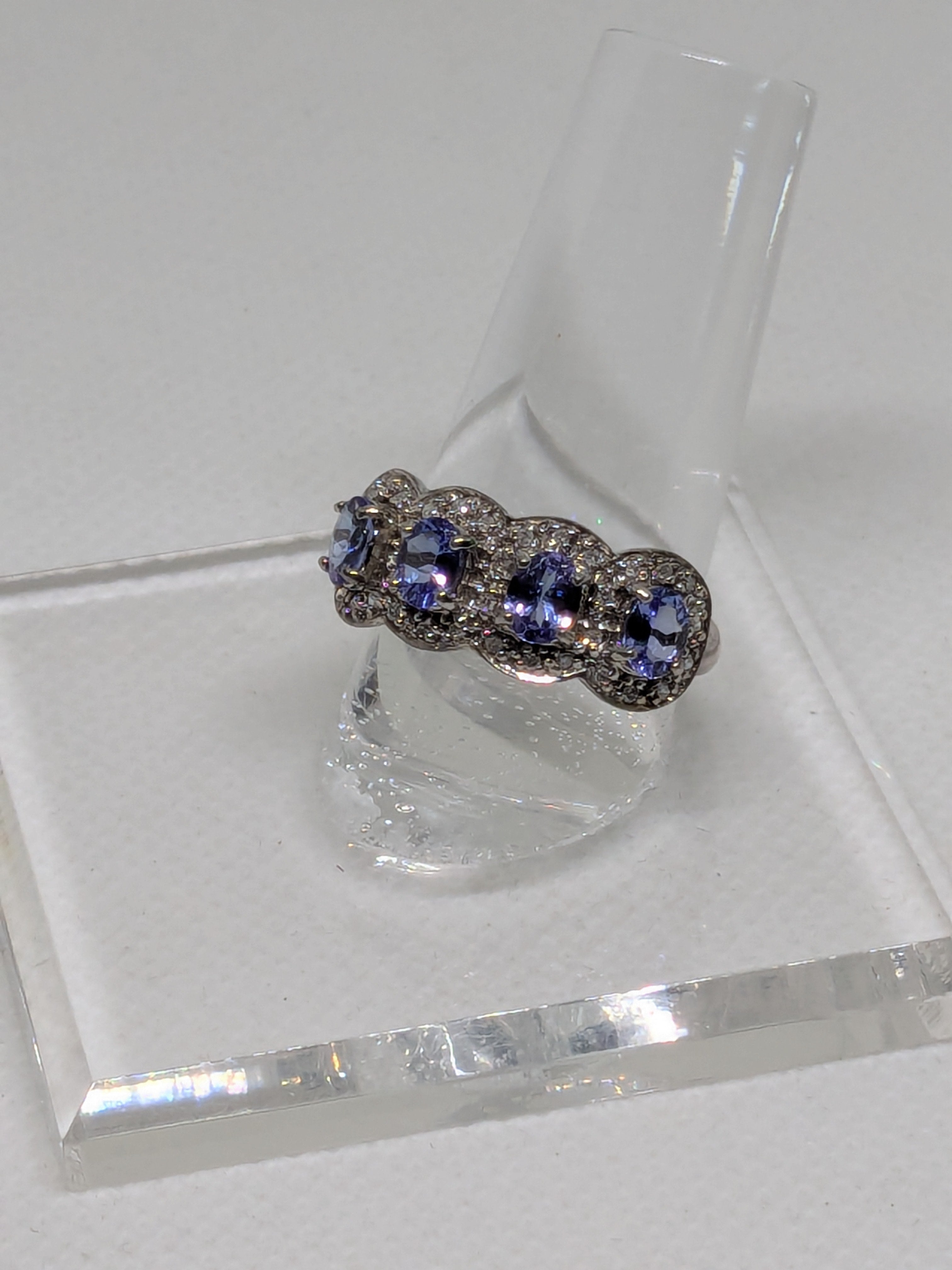 1.11 Carat Natural Tanzanite & Diamond Anniversary Ring