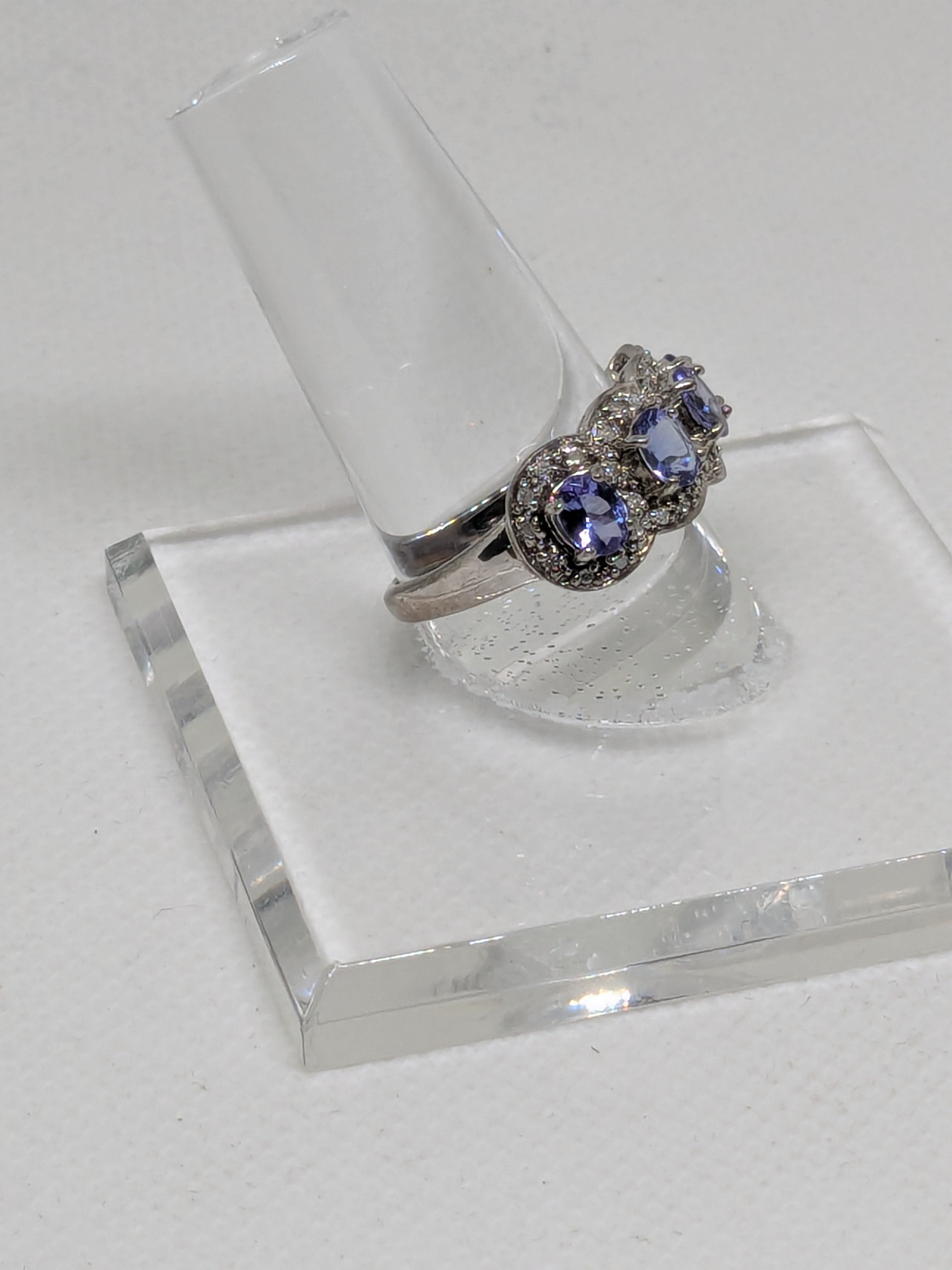 1.11 Carat Natural Tanzanite & Diamond Anniversary Ring