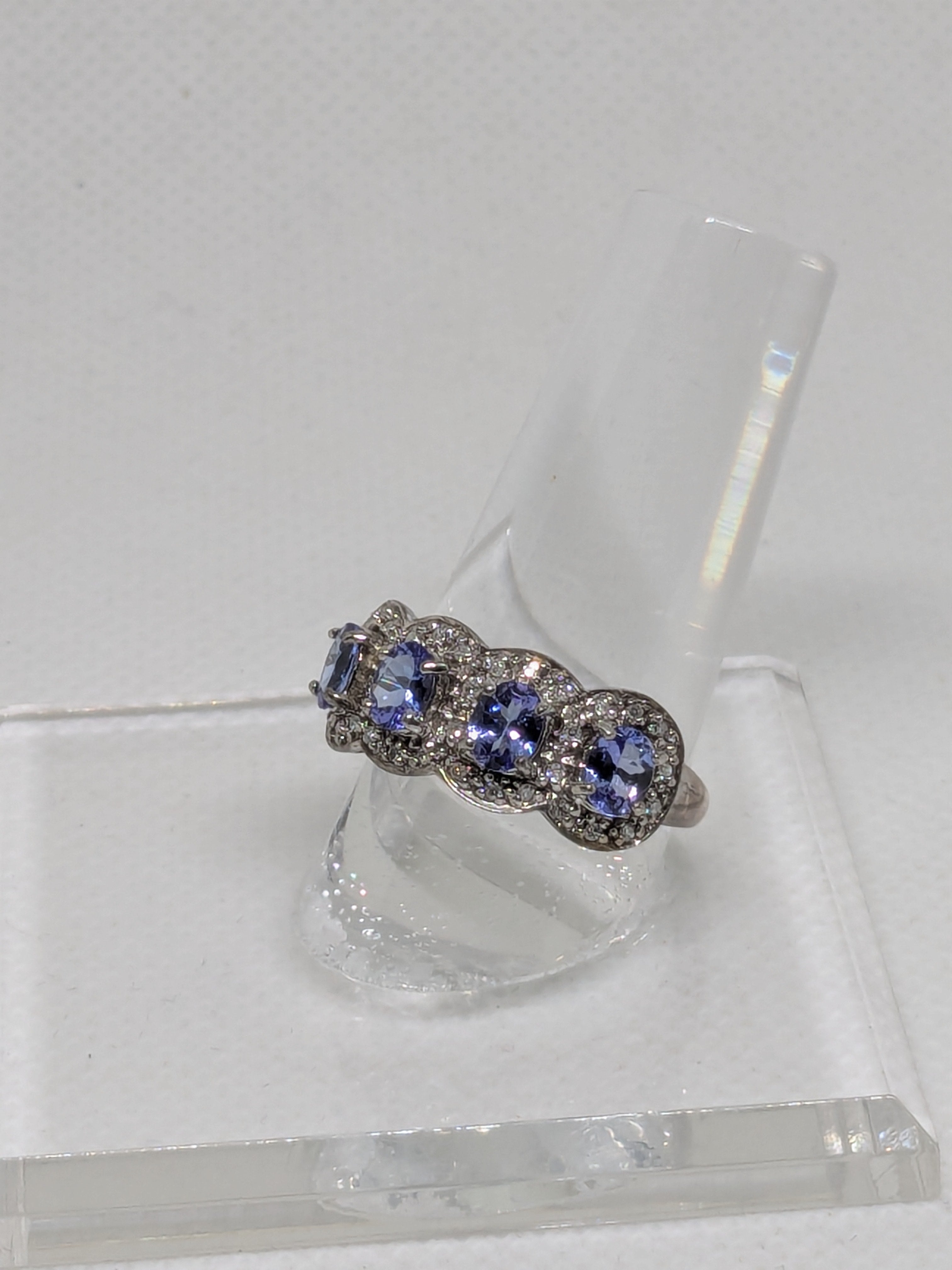 1.11 Carat Natural Tanzanite & Diamond Anniversary Ring