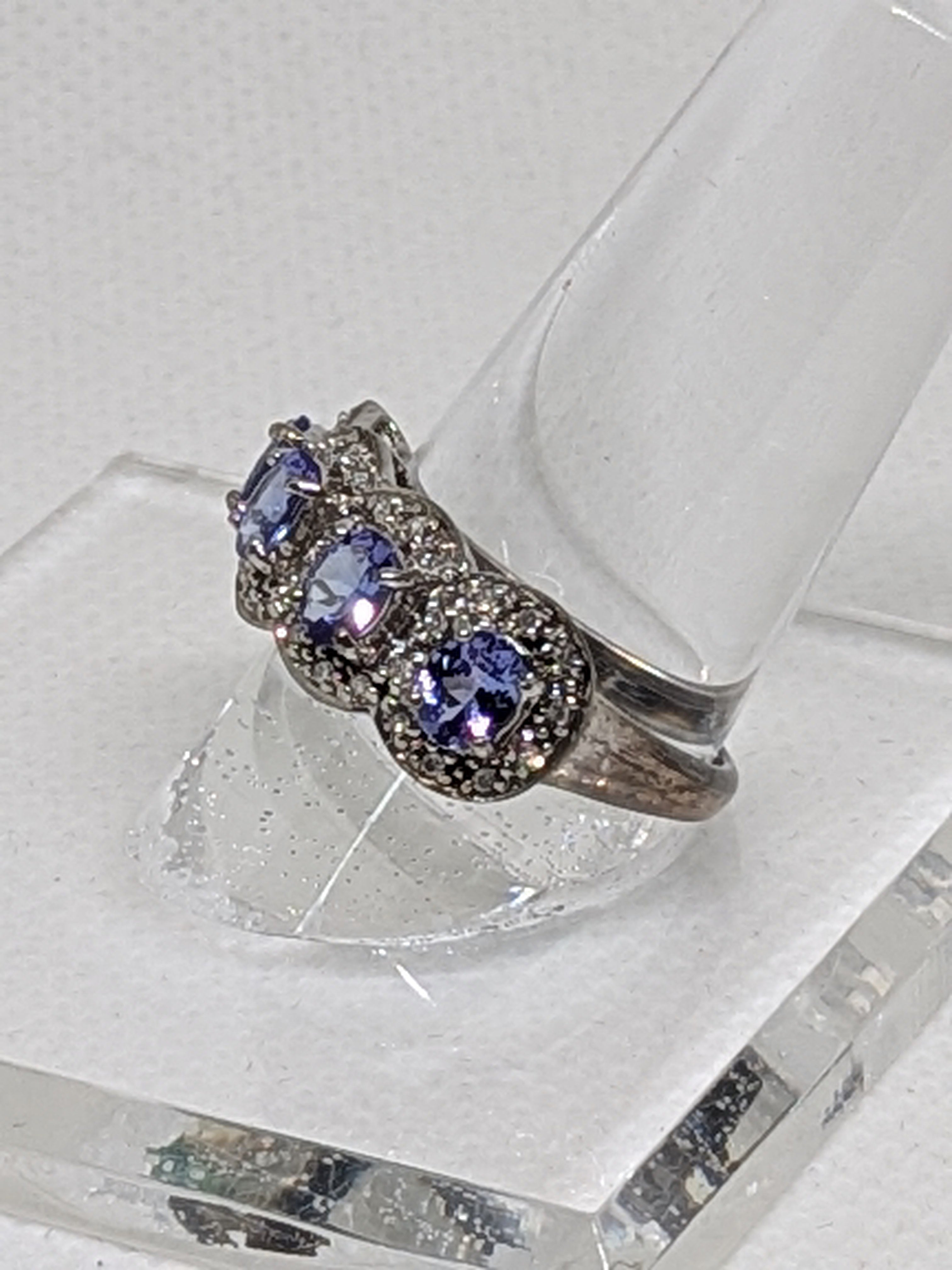 1.11 Carat Natural Tanzanite & Diamond Anniversary Ring