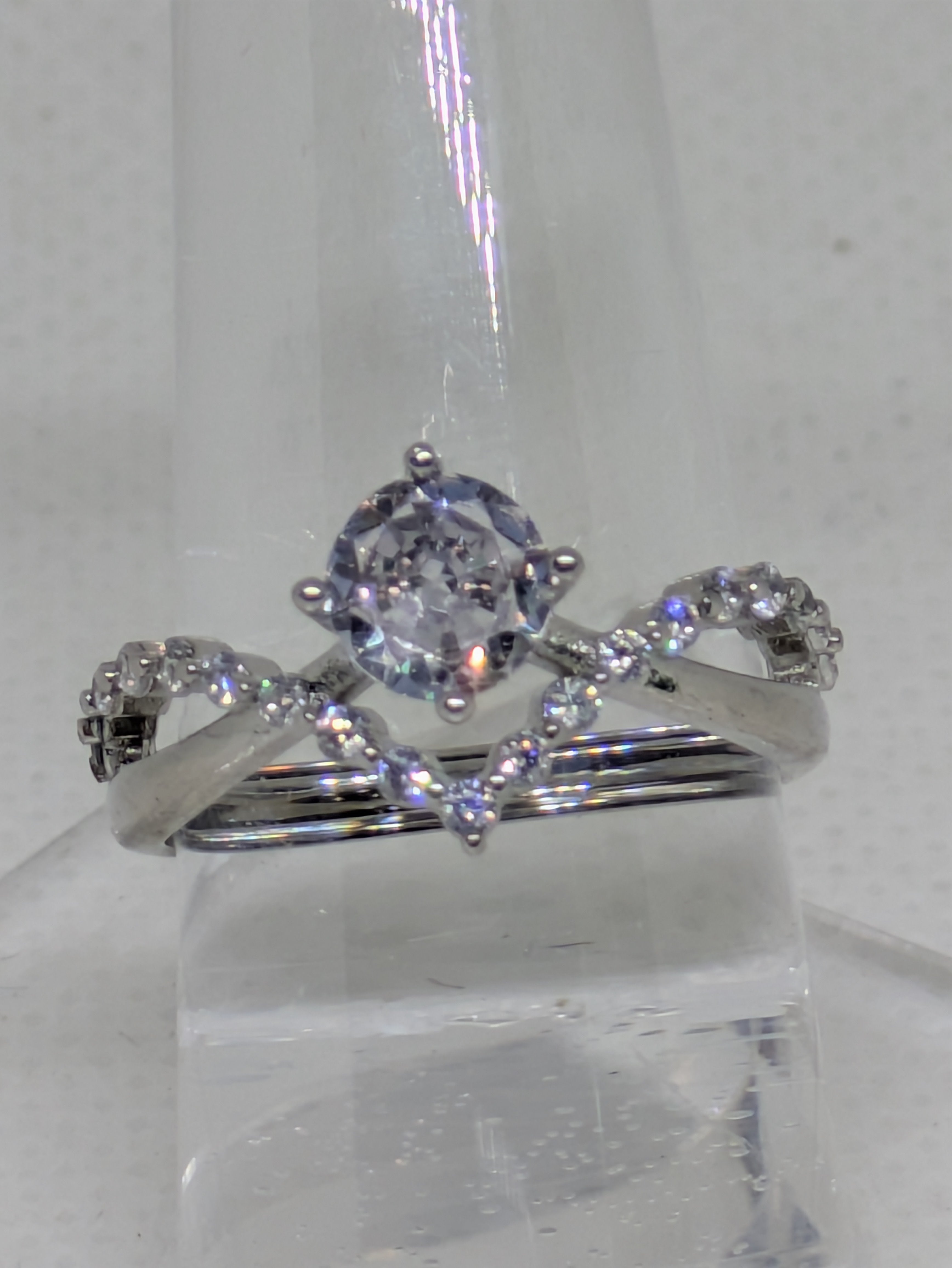 Adjustable .70ct CZ Ring – 925 Sterling Silver, Rhodium Coated