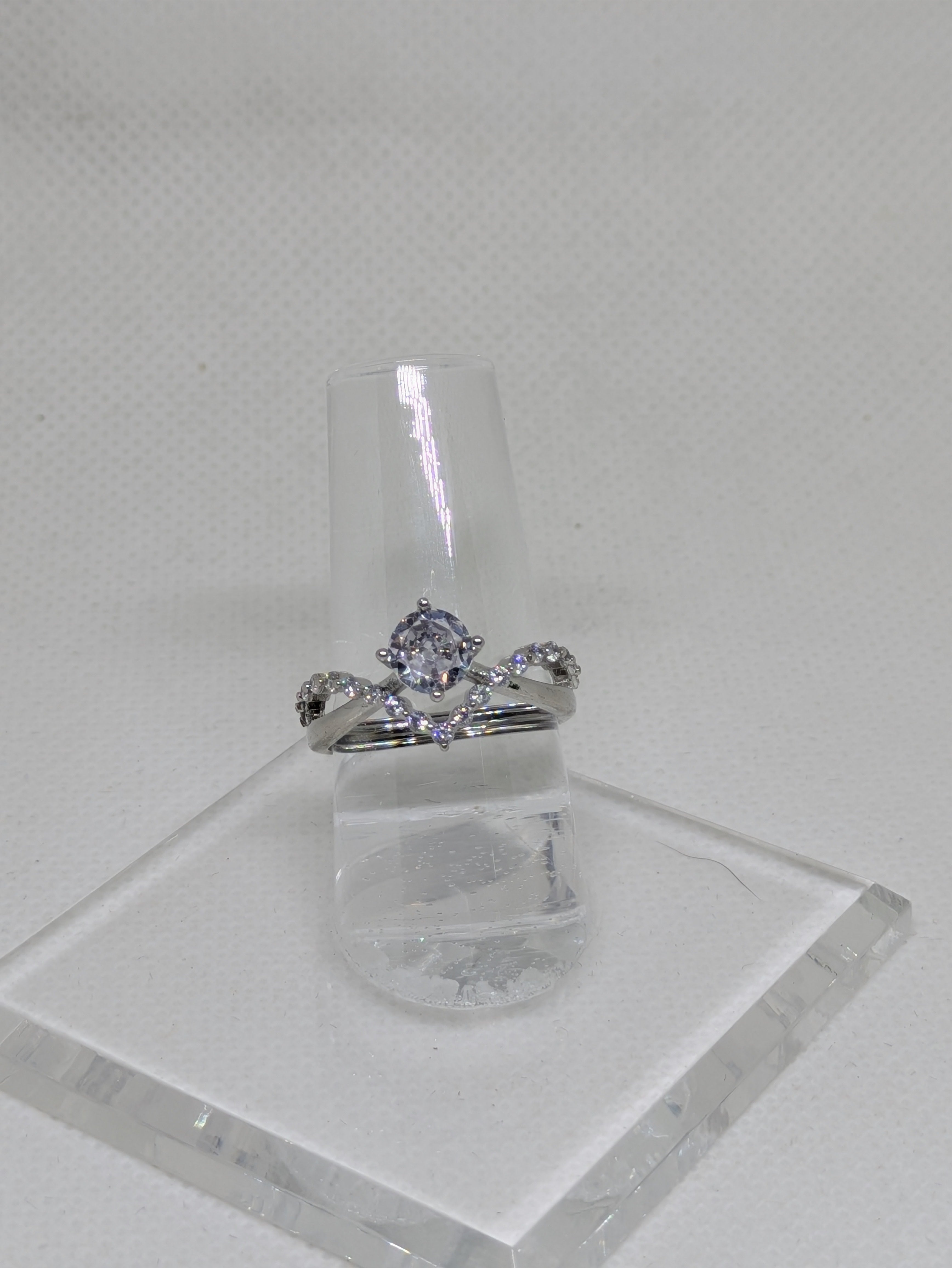 Adjustable .70ct CZ Ring – 925 Sterling Silver, Rhodium Coated