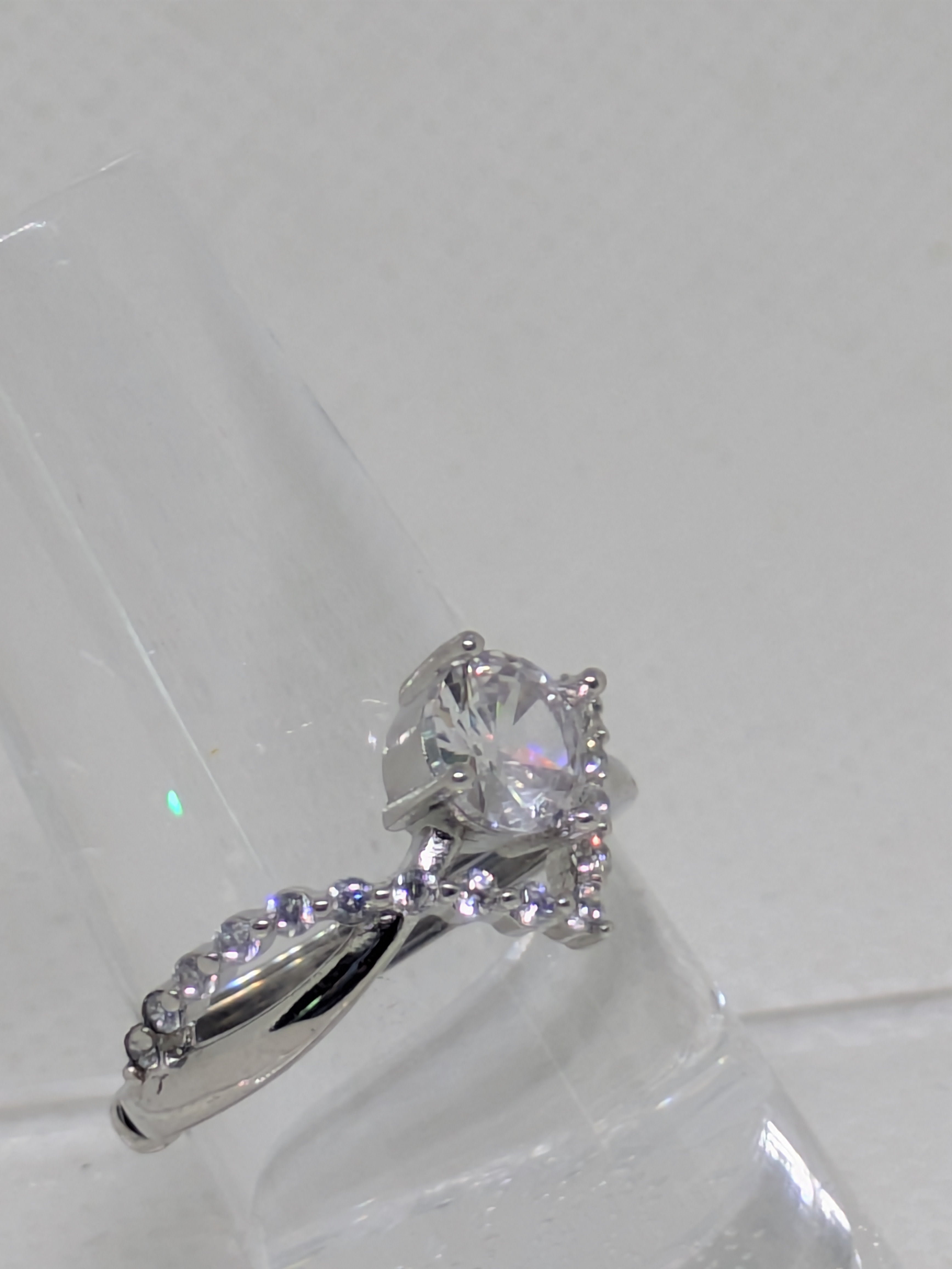 Adjustable .70ct CZ Ring – 925 Sterling Silver, Rhodium Coated