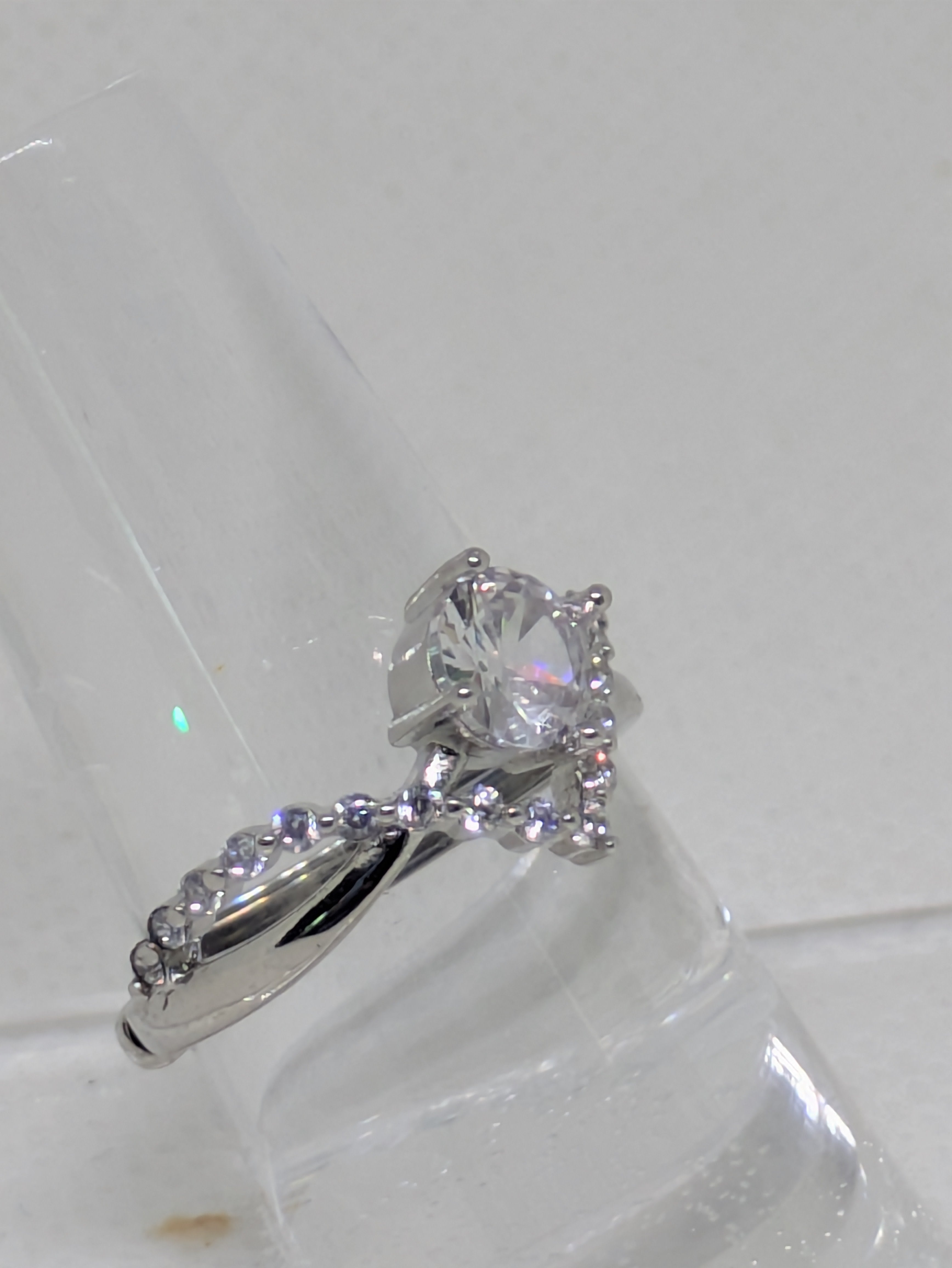 Adjustable .70ct CZ Ring – 925 Sterling Silver, Rhodium Coated