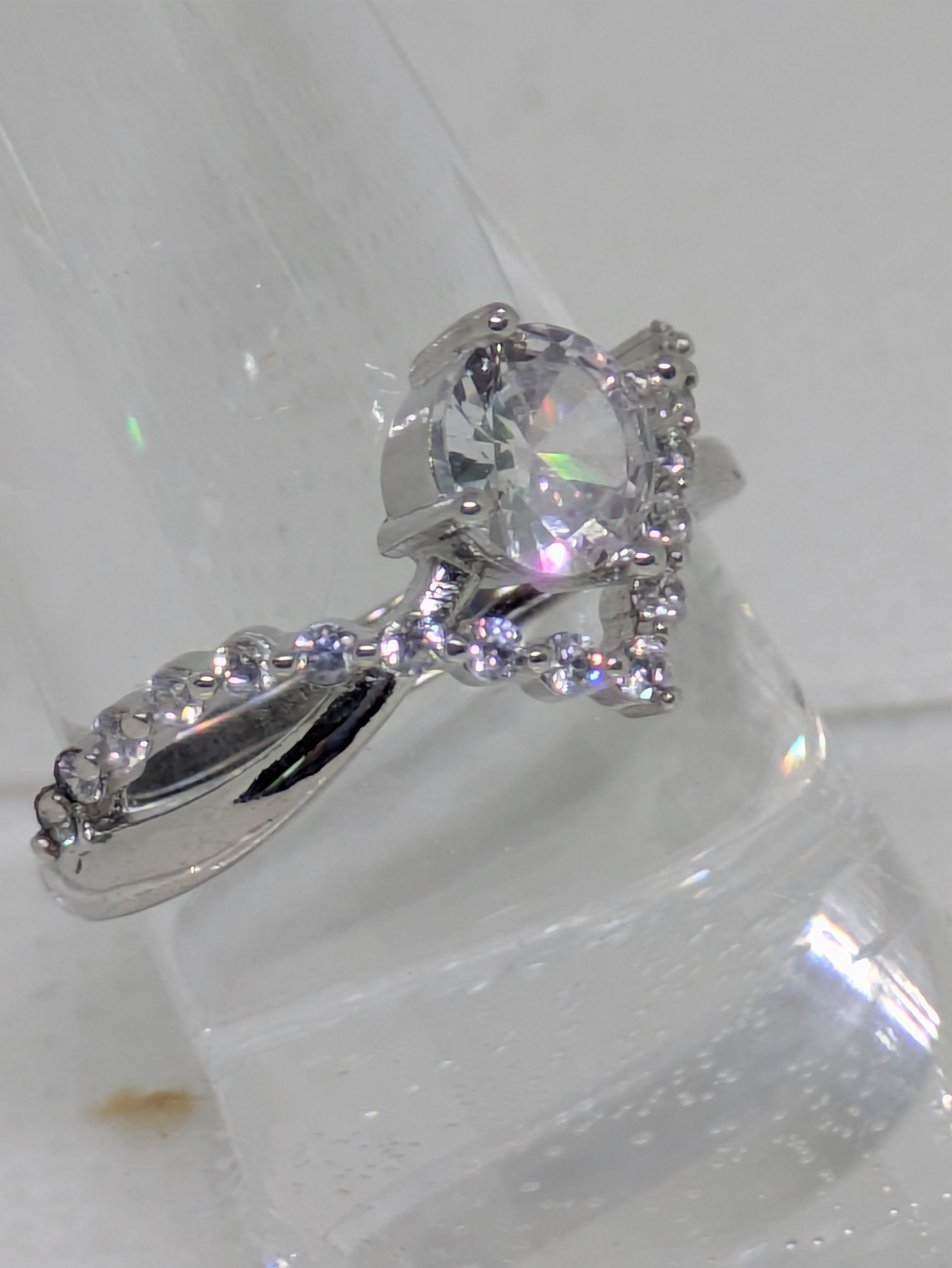 Adjustable .70ct CZ Ring – 925 Sterling Silver, Rhodium Coated