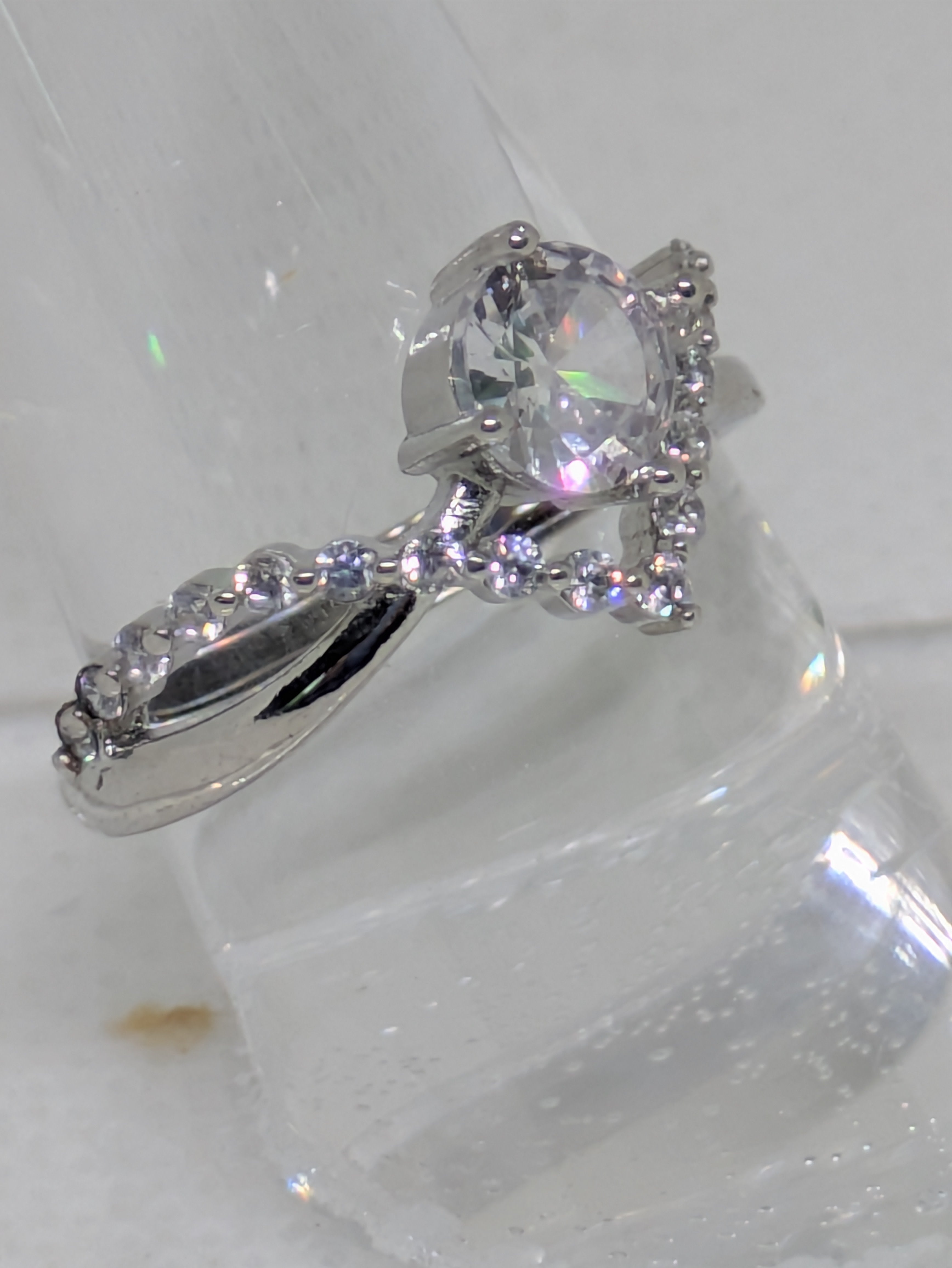 Adjustable .70ct CZ Ring – 925 Sterling Silver, Rhodium Coated