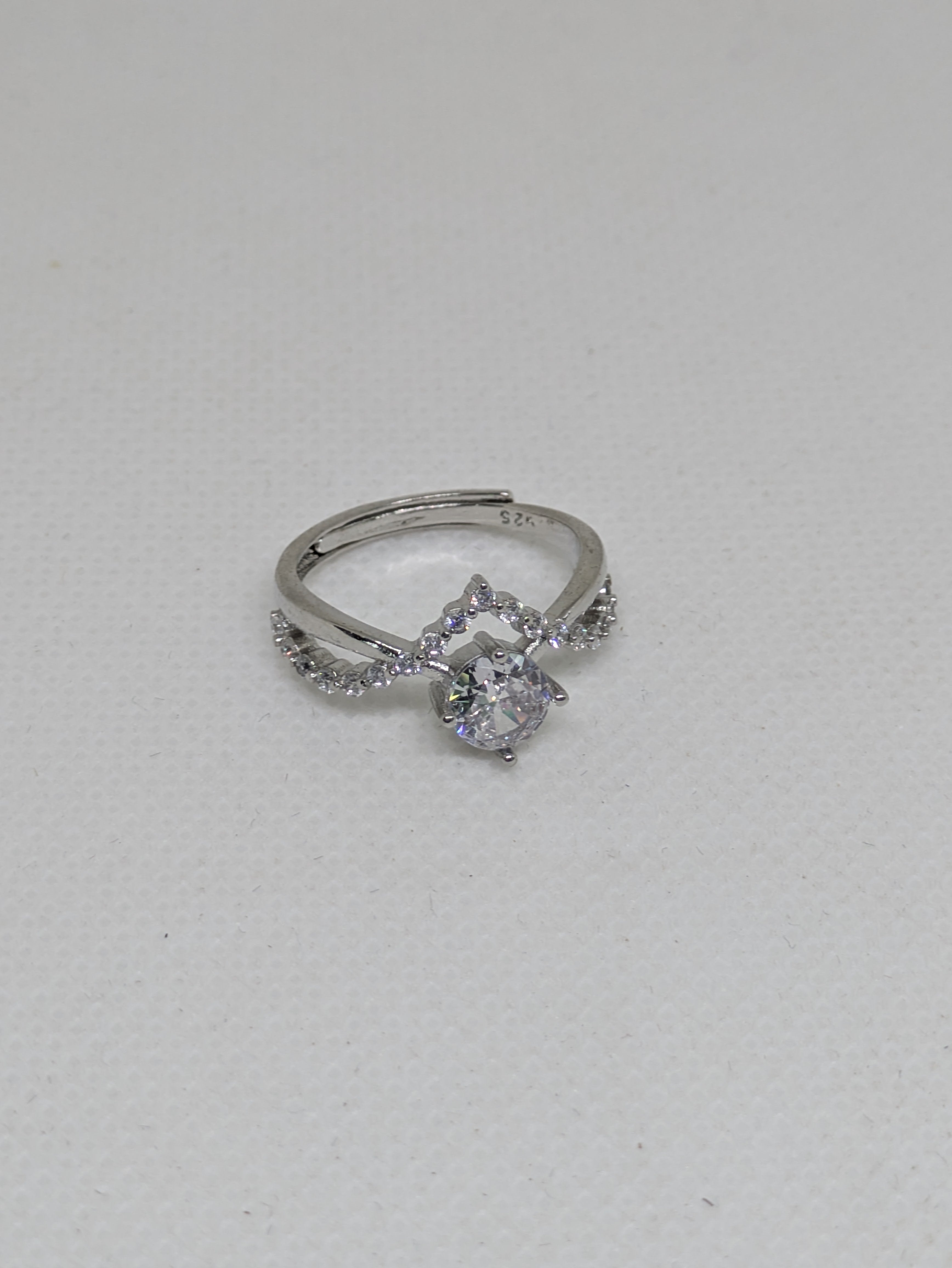 Adjustable .70ct CZ Ring – 925 Sterling Silver, Rhodium Coated