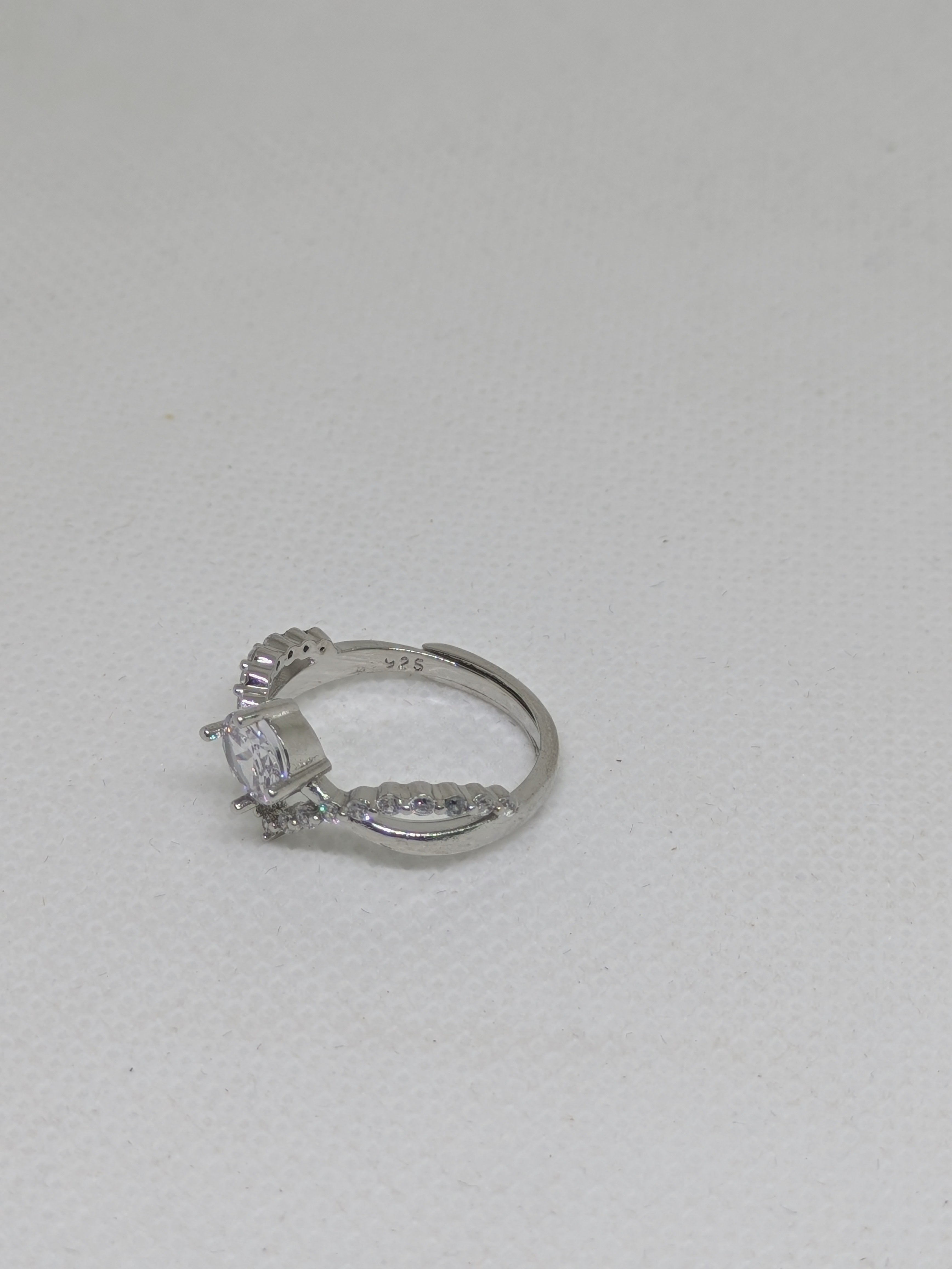 Adjustable .70ct CZ Ring – 925 Sterling Silver, Rhodium Coated