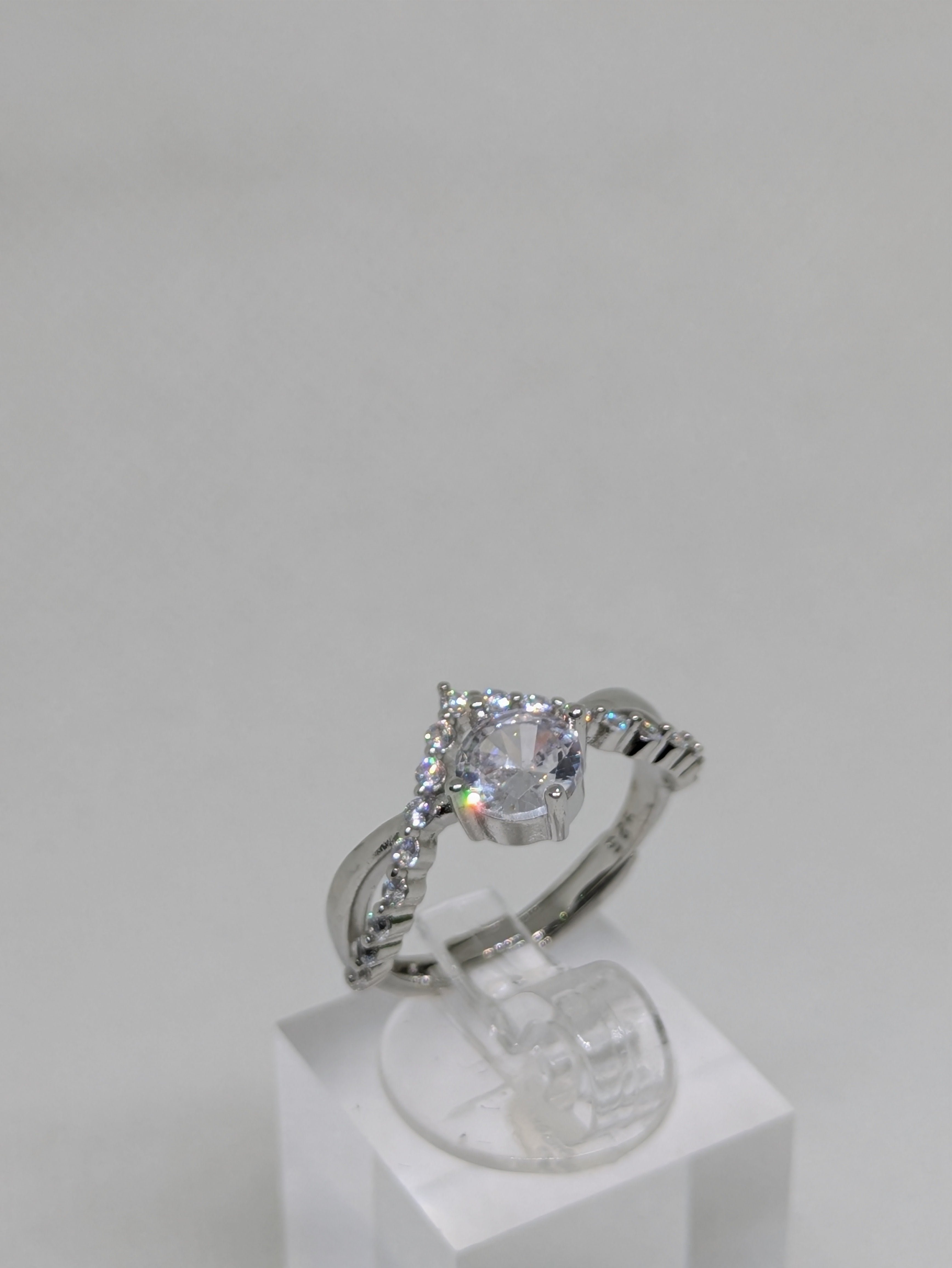 Adjustable .70ct CZ Ring – 925 Sterling Silver, Rhodium Coated