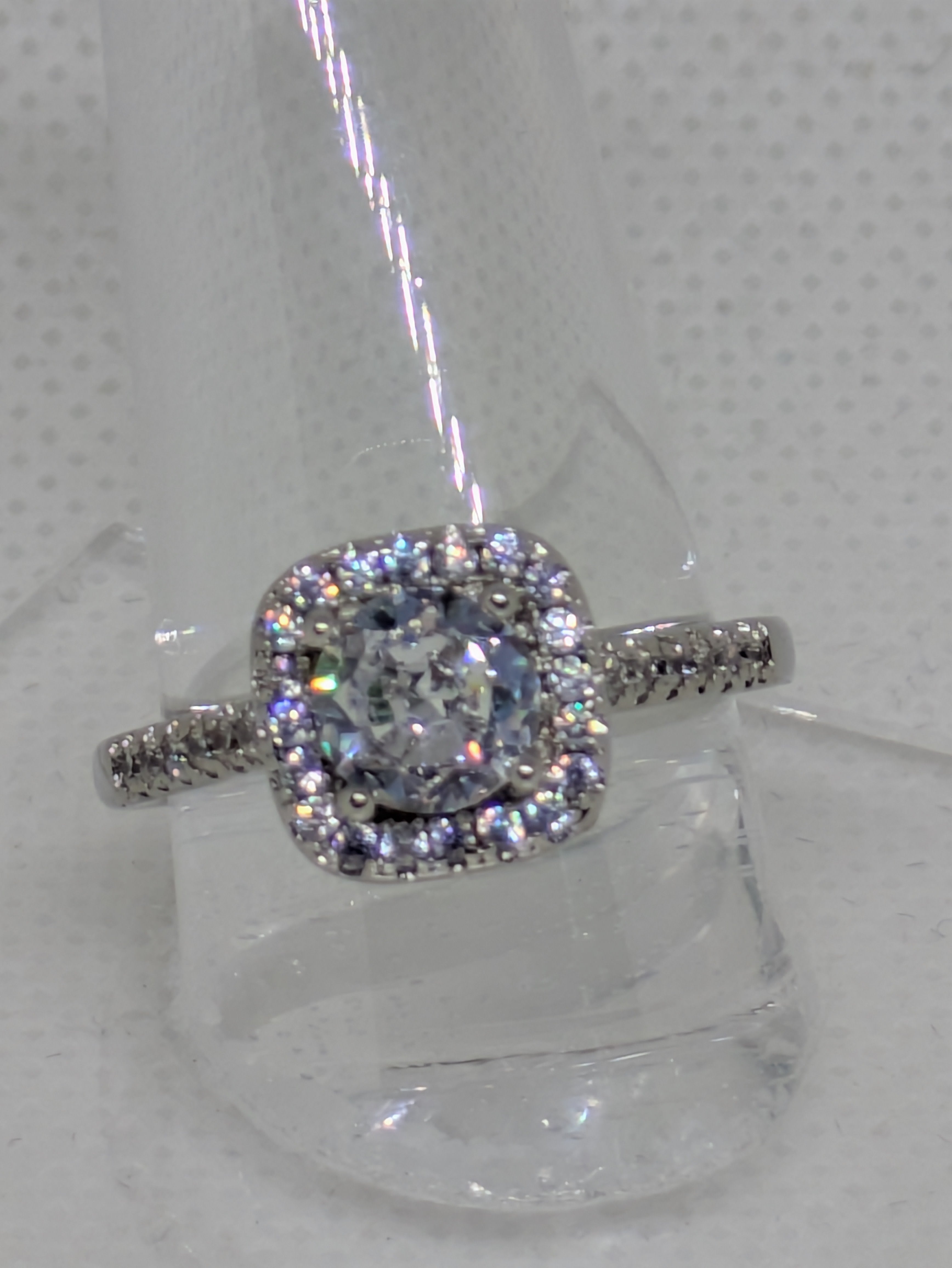 Elegant 2ct Moissanite Solitaire Adjustable Ring with Halo – 925 Sterling Silver
