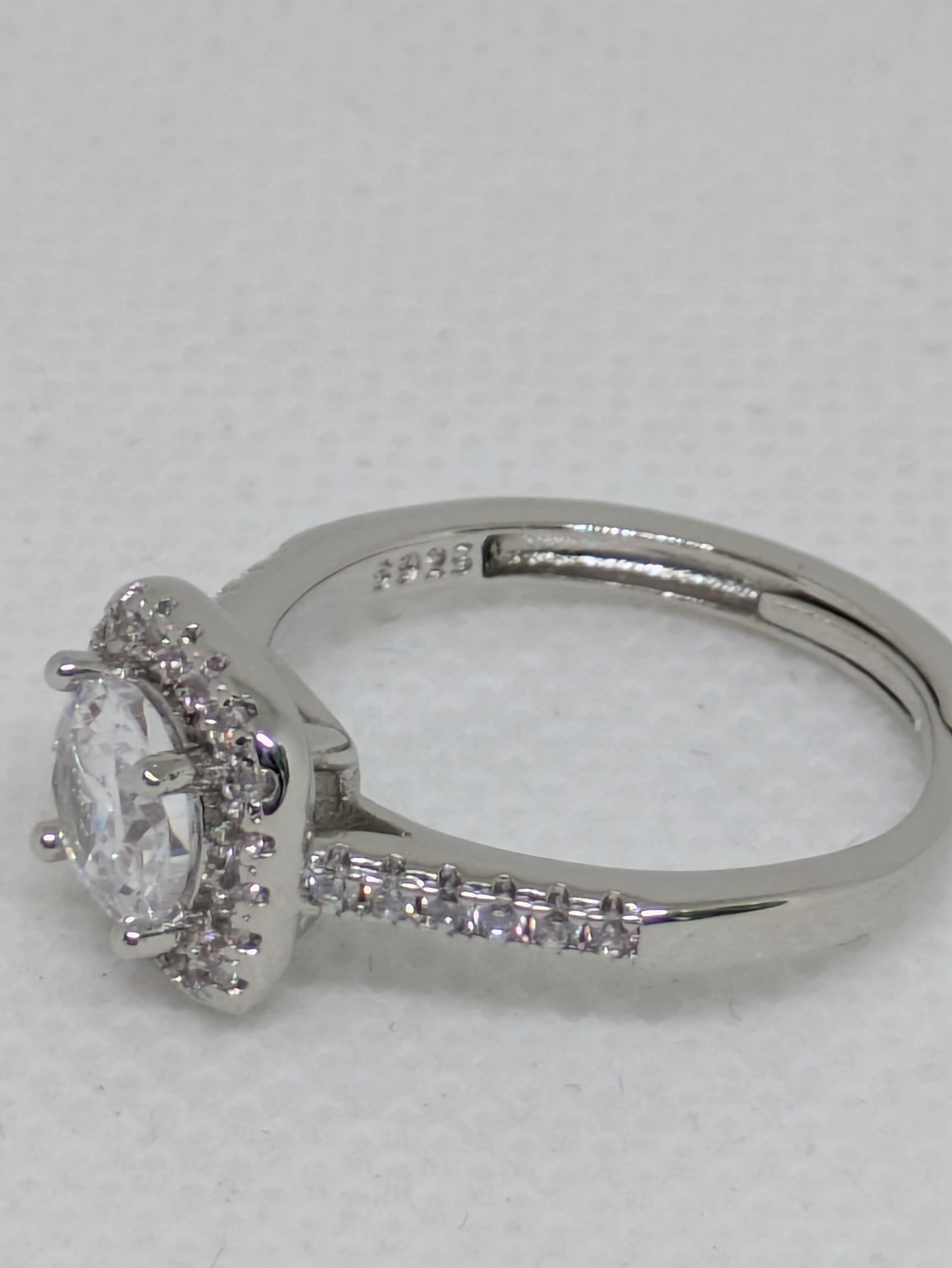 Elegant 2ct Moissanite Solitaire Adjustable Ring with Halo – 925 Sterling Silver
