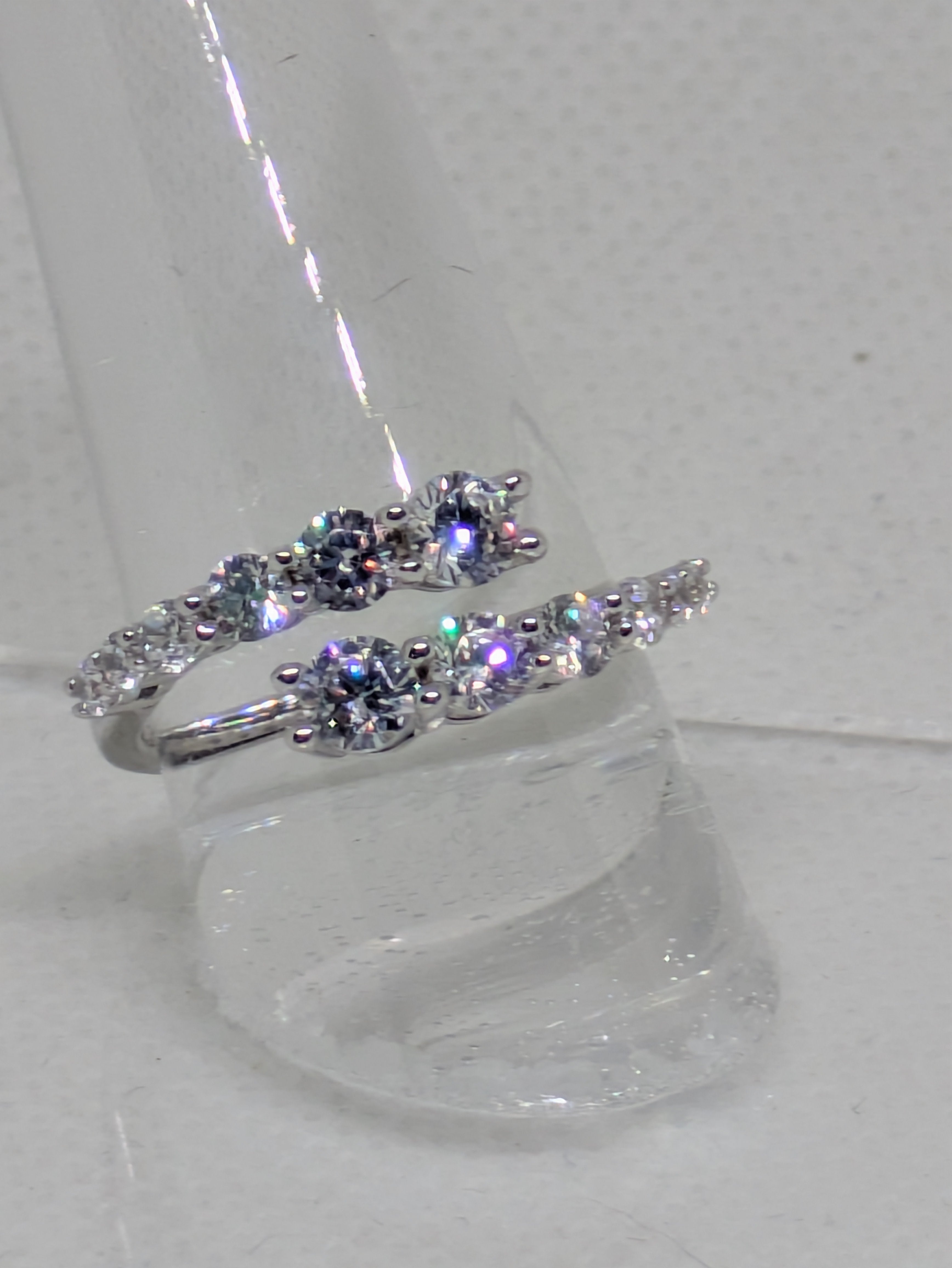 1ct Moissanite Pave Ring set in double arm Split Shank Sterling Silver Band size 7