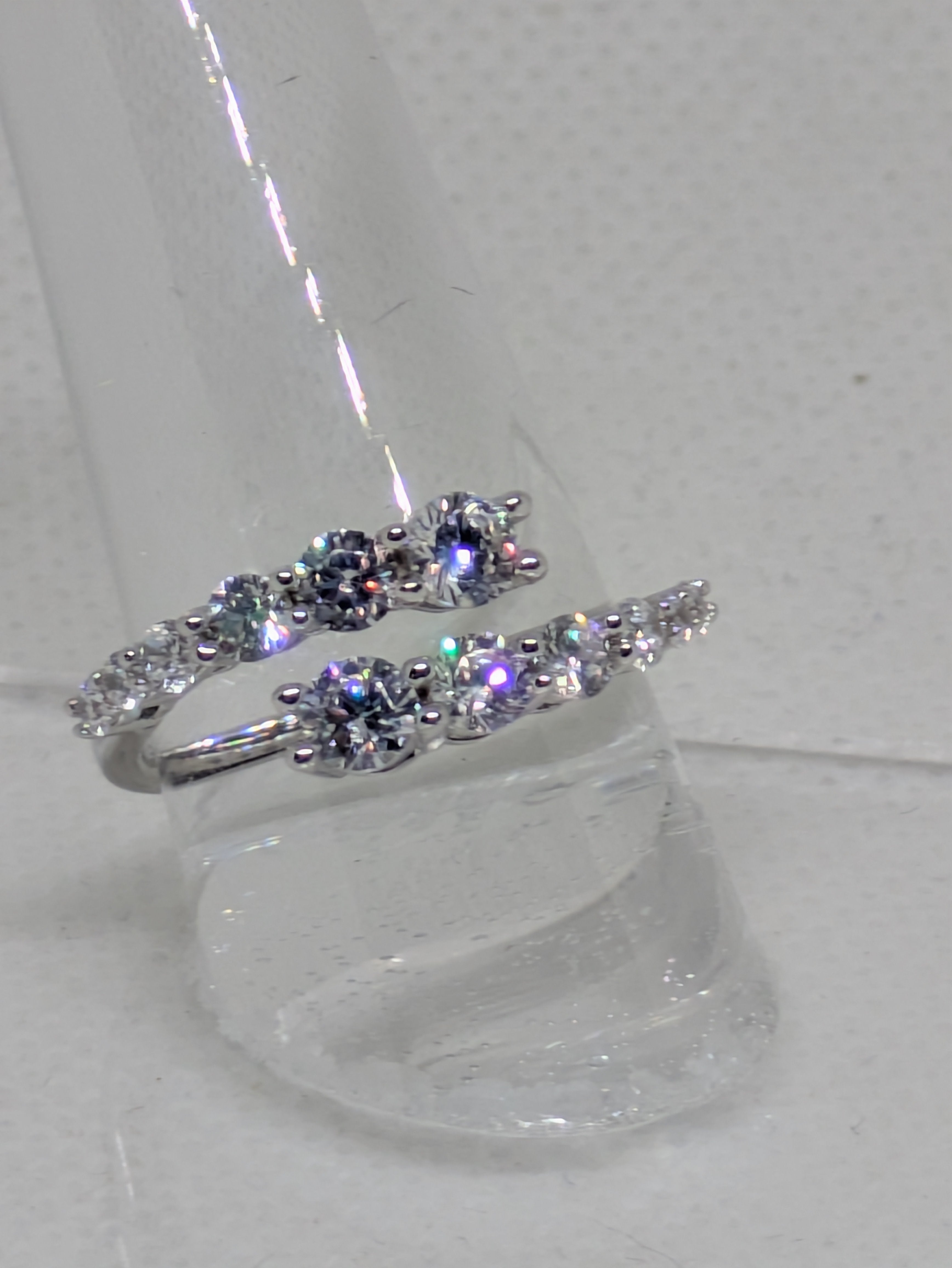1ct Moissanite Pave Ring set in double arm Split Shank Sterling Silver Band size 7
