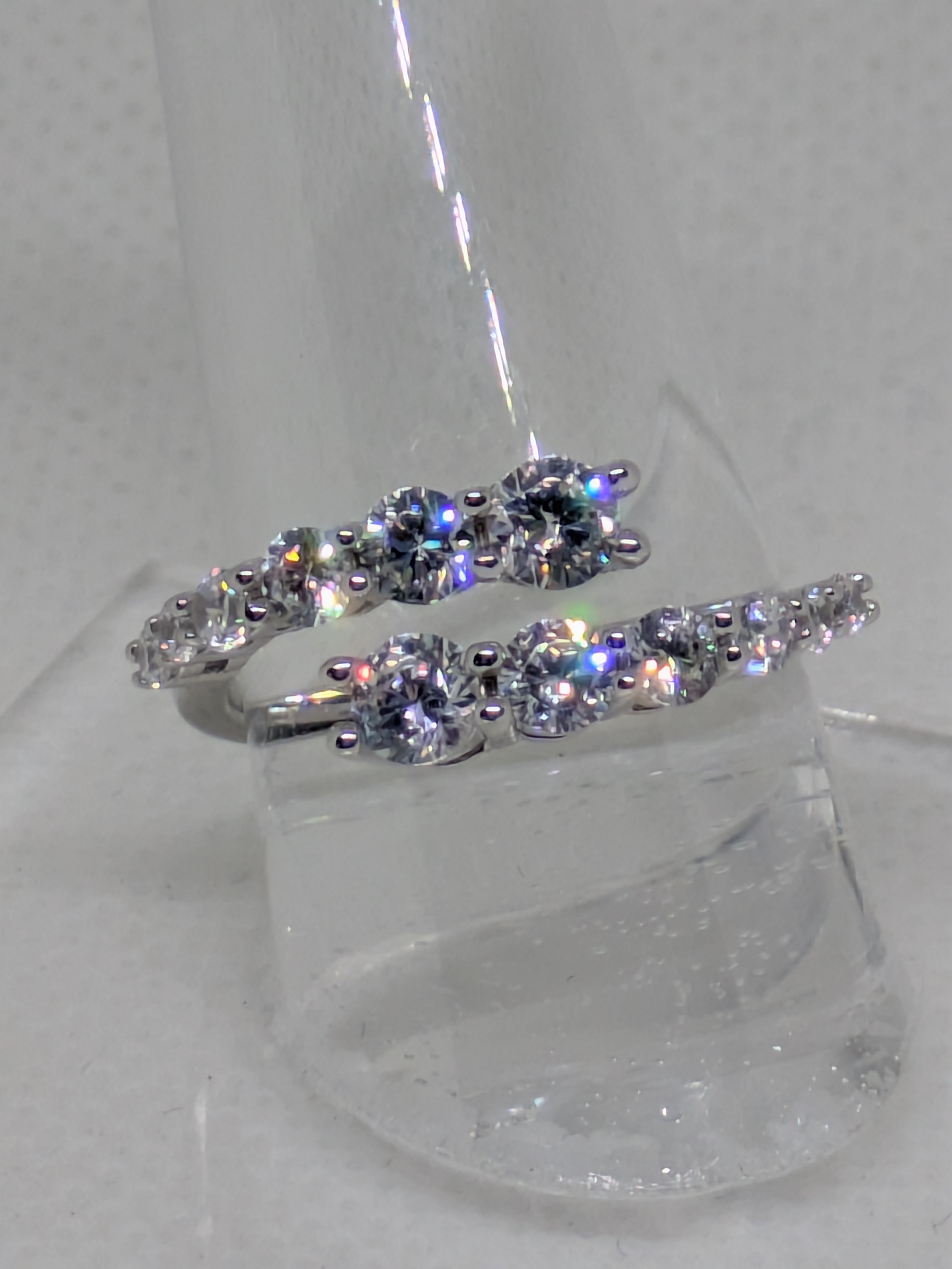 1ct Moissanite Pave Ring set in double arm Split Shank Sterling Silver Band size 7