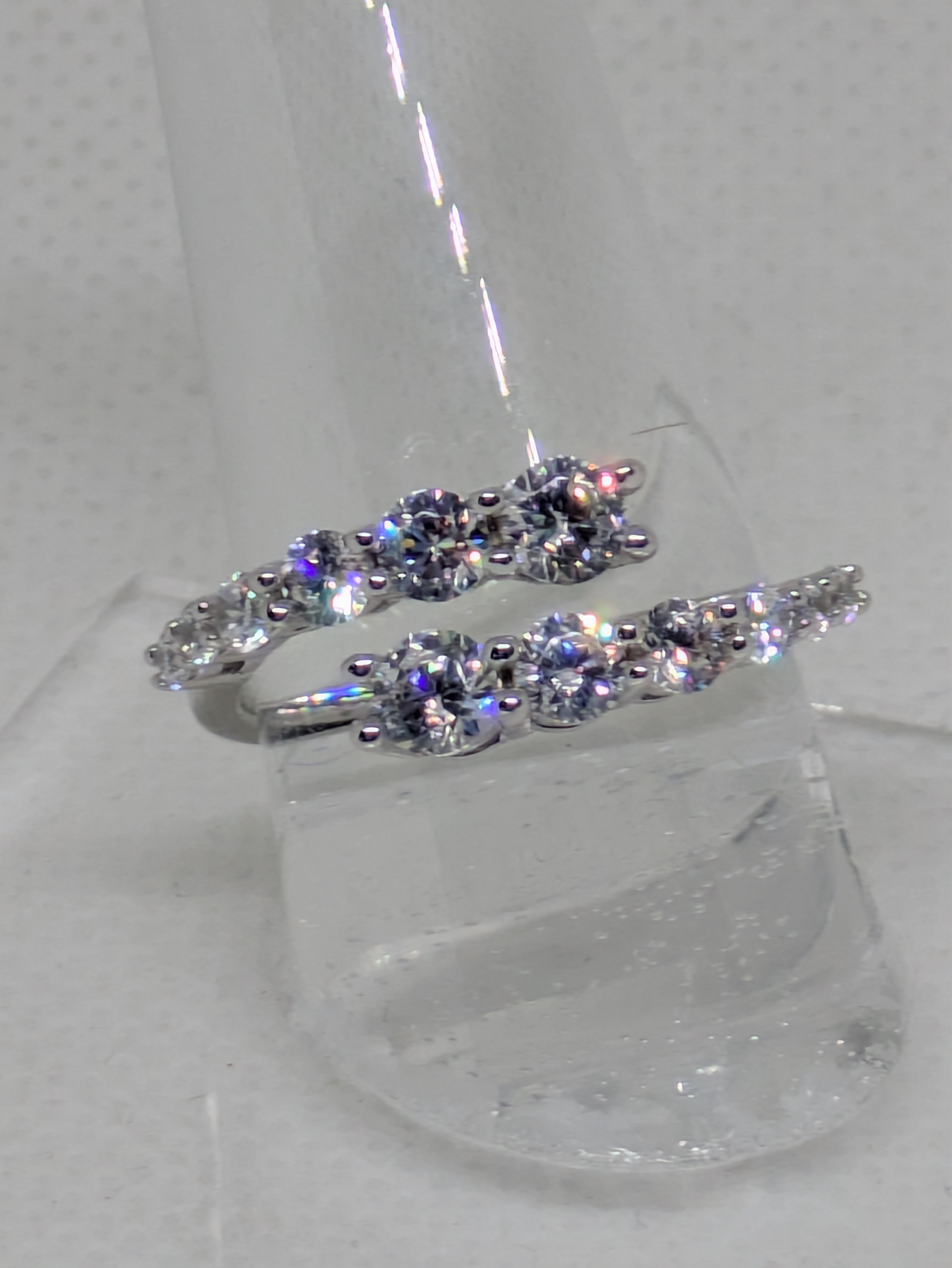 1ct Moissanite Pave Ring set in double arm Split Shank Sterling Silver Band size 7