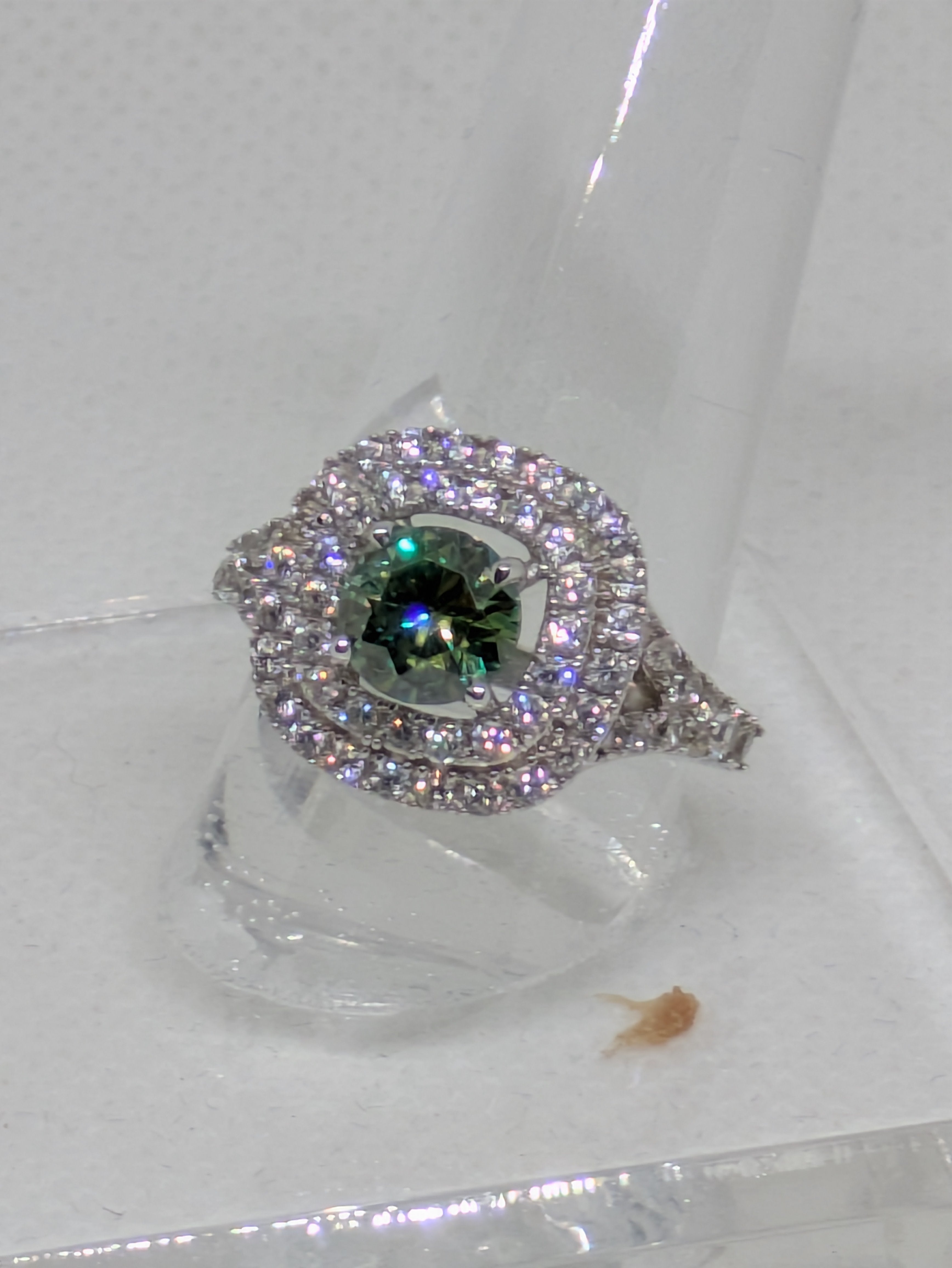 1.40ct Sea Green Moissanite Square Cocktail Ring with CZ Halo | Vintage Glow 3.01ctw Sterling Silver Size 7