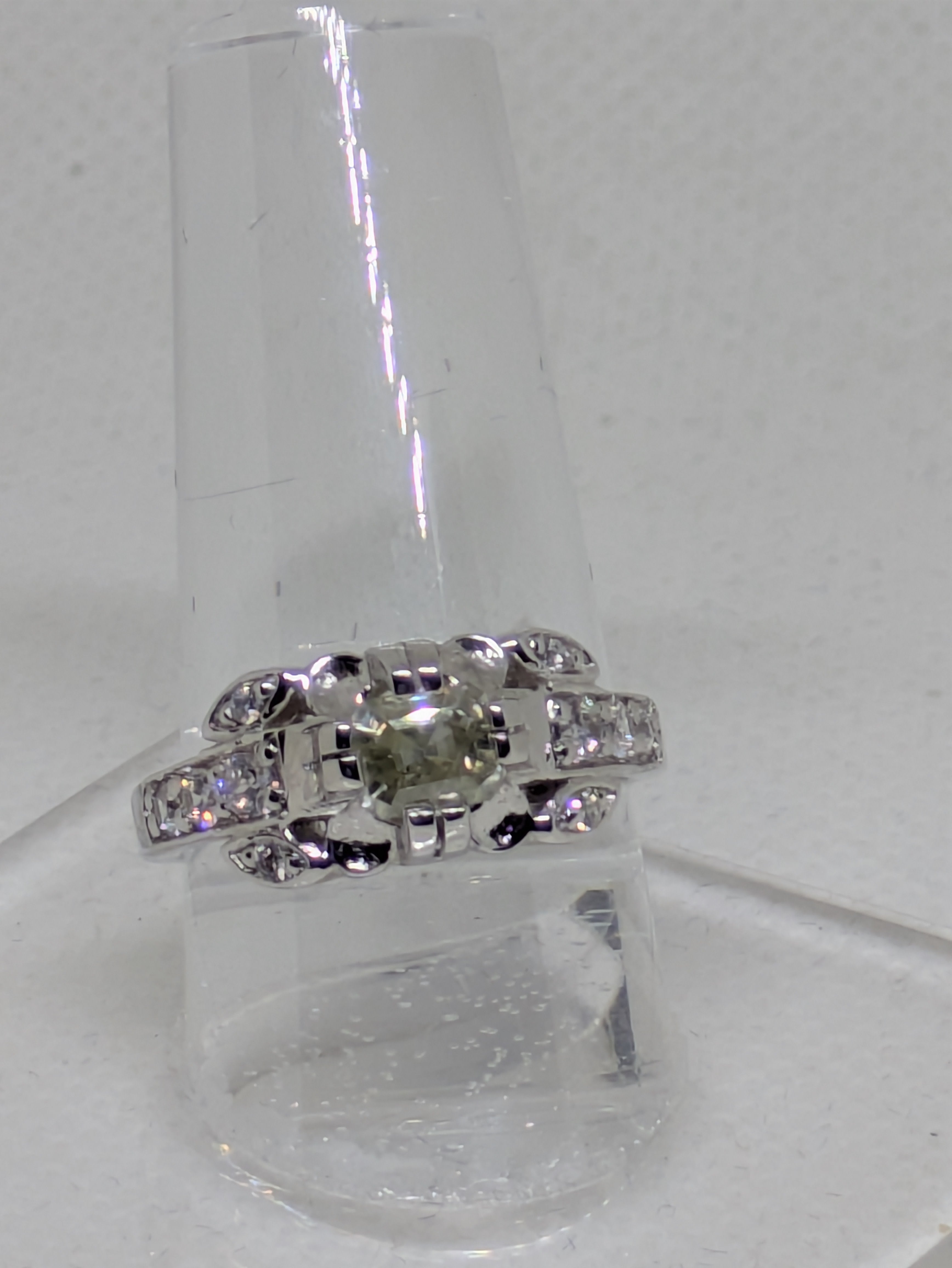 Antique White Moissanite Emerald Cut Ring | 1.5ct VVS1 | Sterling Silver
