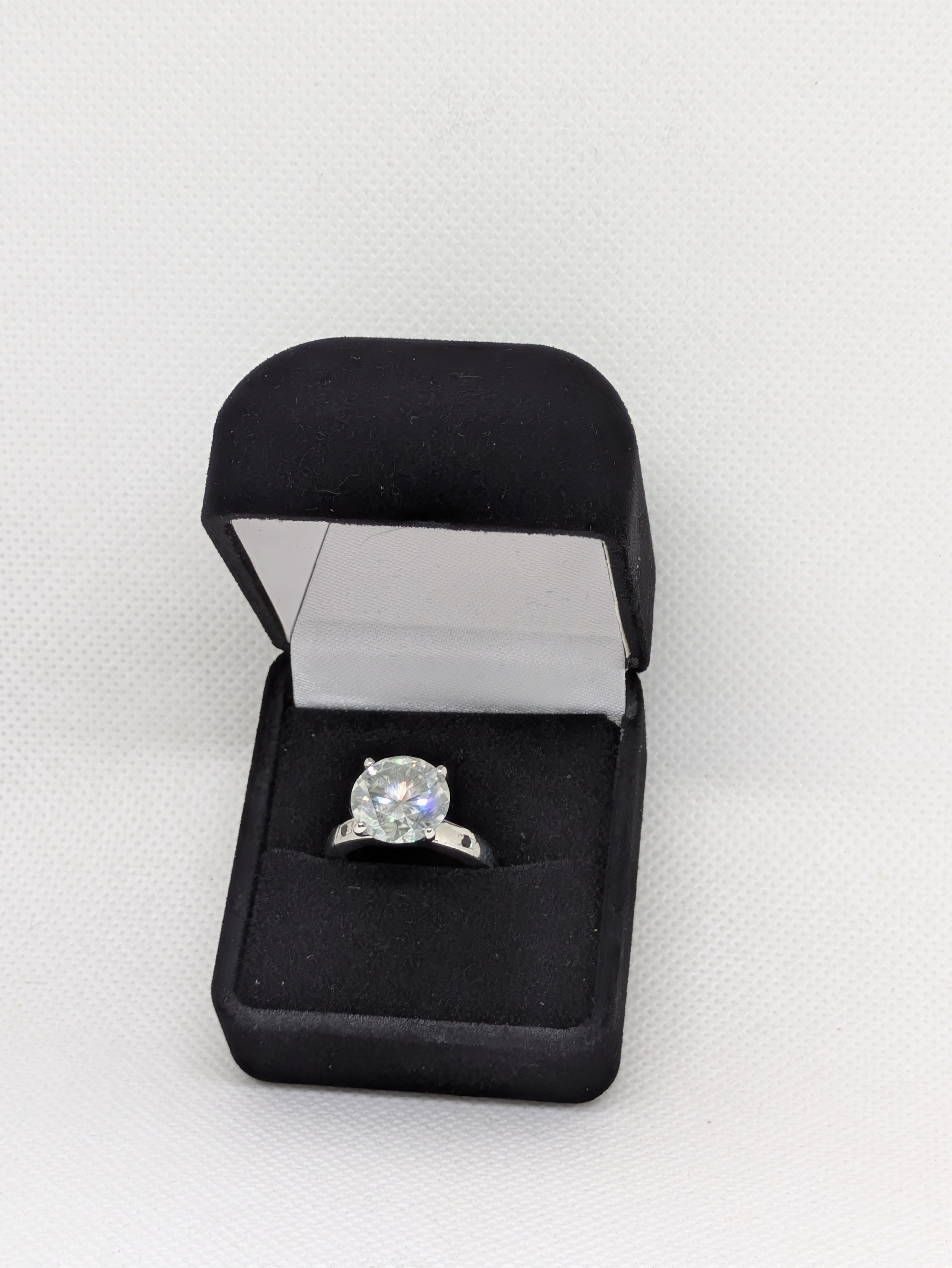 5.20ct Colorless Moissanite Solitaire Engagement Ring | Vintage Glow VVS1 5.24ctw Sterling Silver Size 6.75