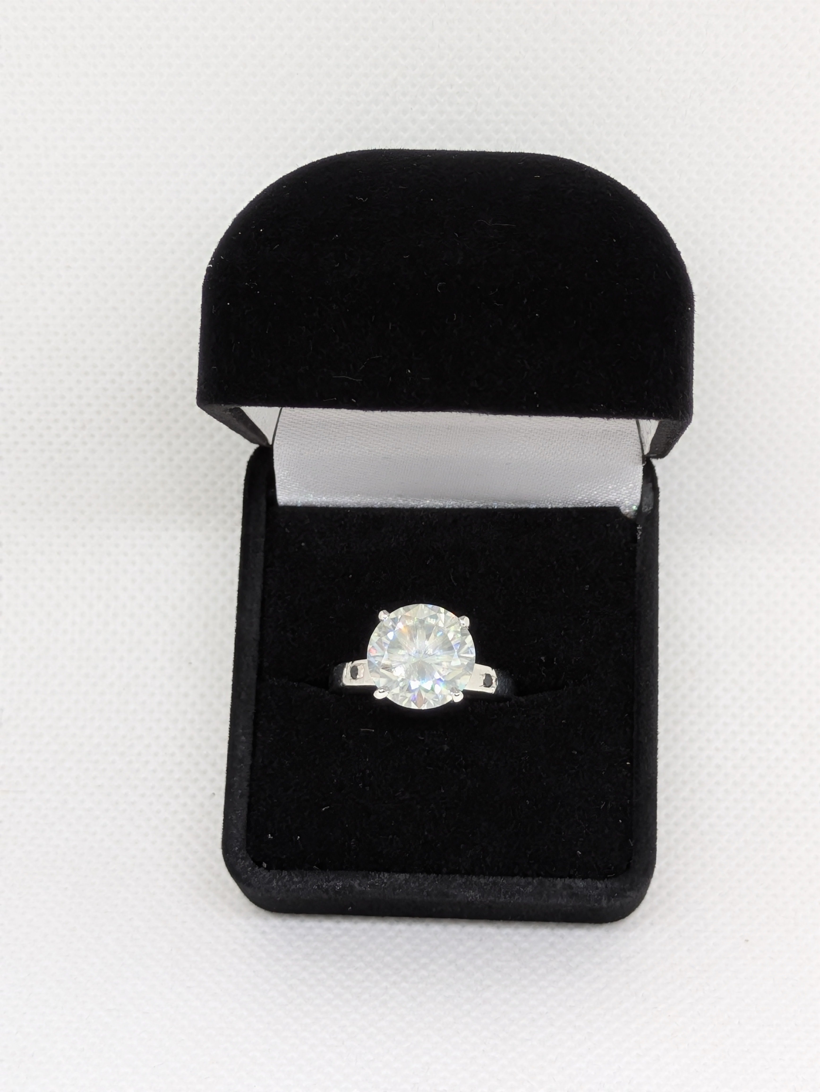 5.20ct Colorless Moissanite Solitaire Engagement Ring | Vintage Glow VVS1 5.24ctw Sterling Silver Size 6.75