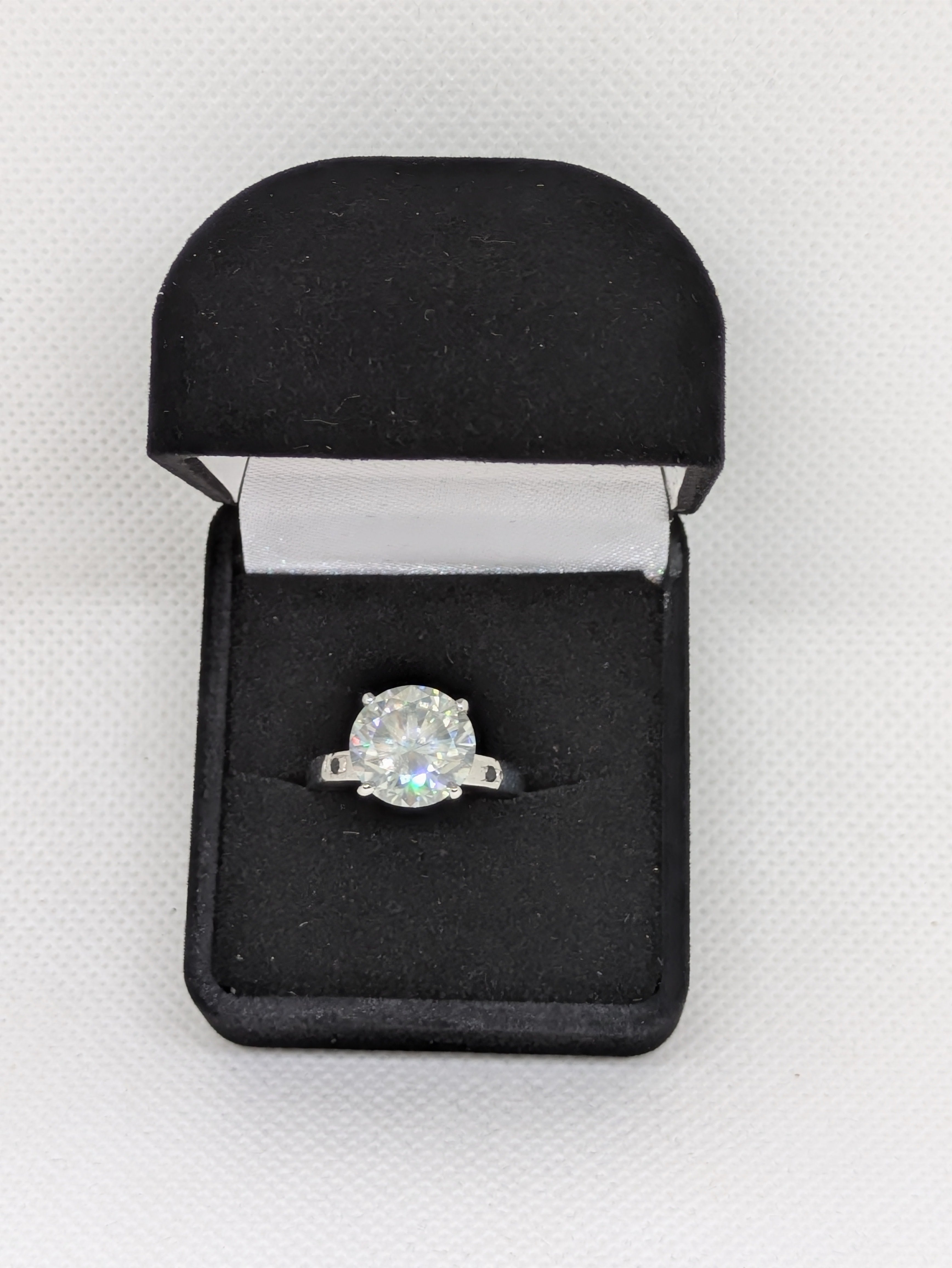 5.20ct Colorless Moissanite Solitaire Engagement Ring | Vintage Glow VVS1 5.24ctw Sterling Silver Size 6.75