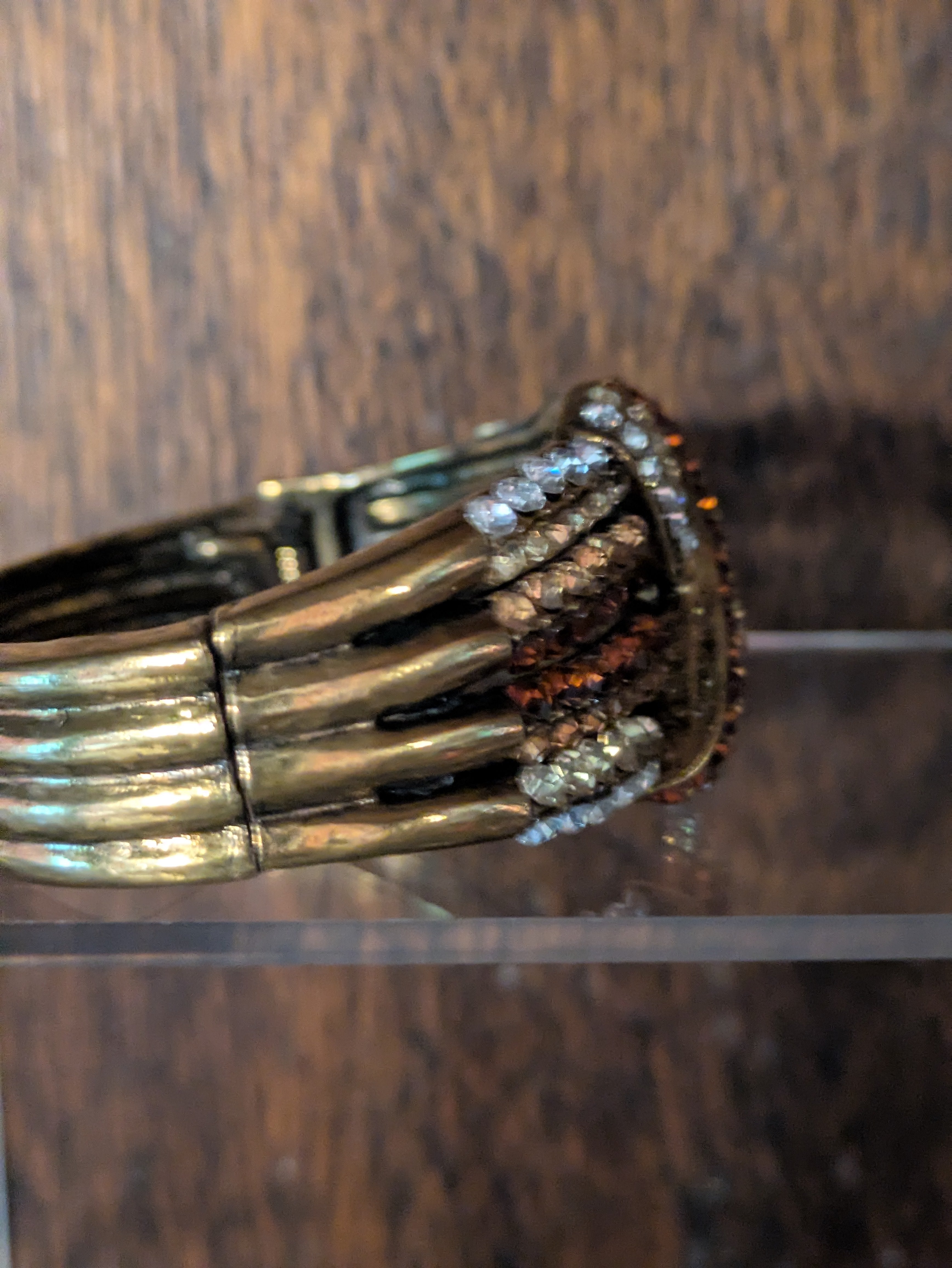 Topaz X Hinged Bracelet in Browns, Amber, Light Yellow and White