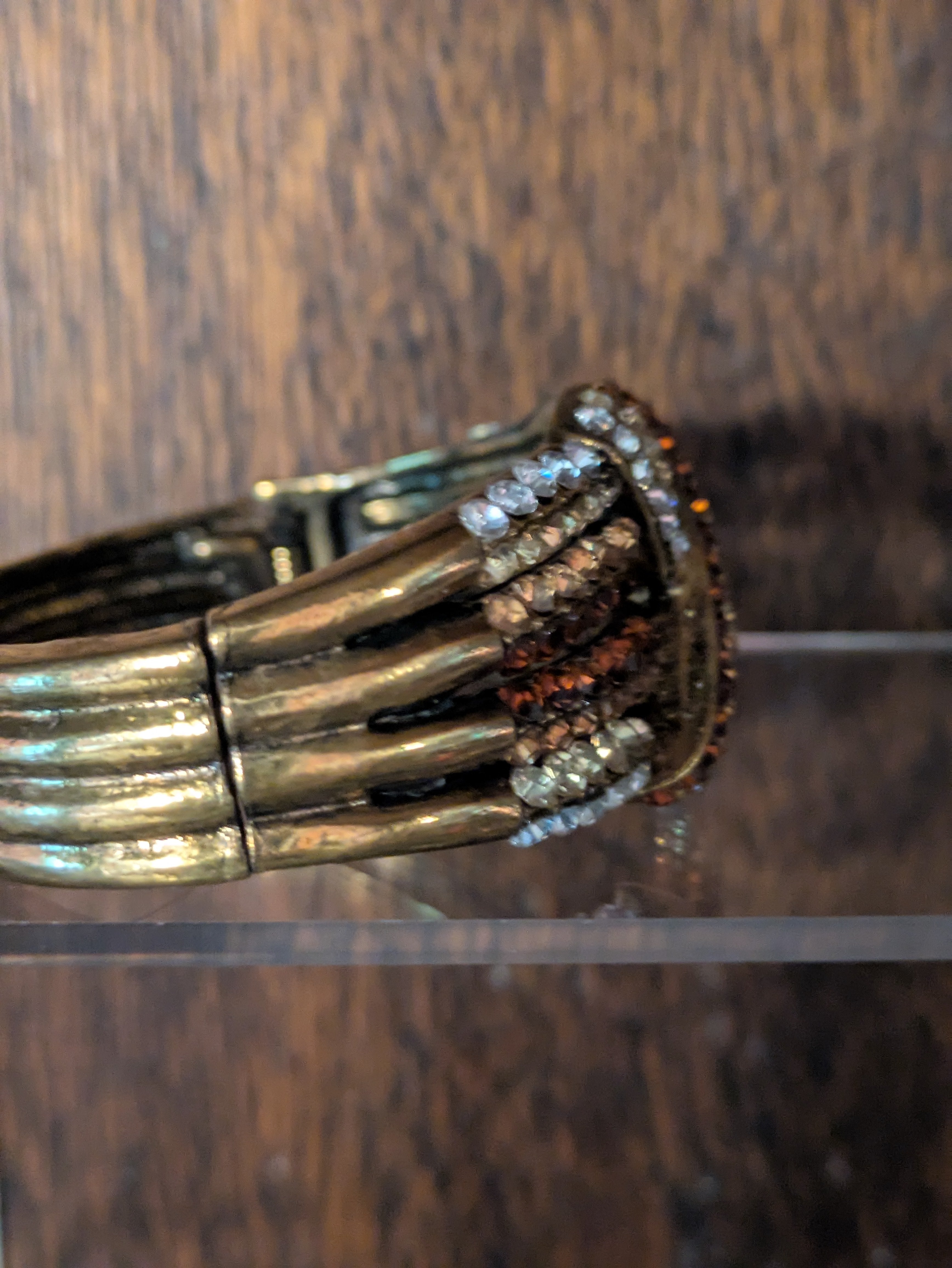 Topaz X Hinged Bracelet in Browns, Amber, Light Yellow and White