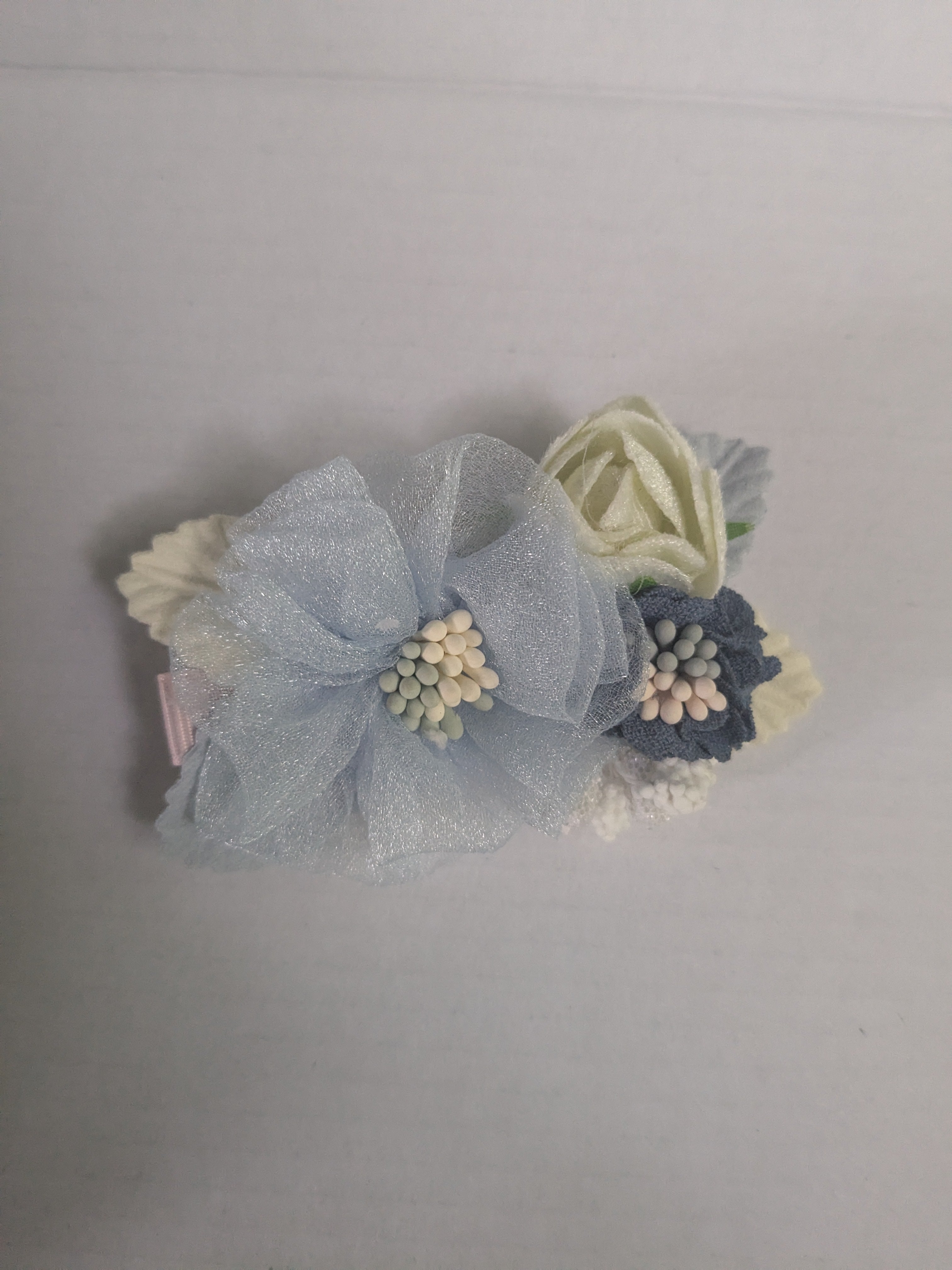 Blue Scarf with Flowers, Hair Clip, 1ct Necklace, Perfume Sample - Bundle A