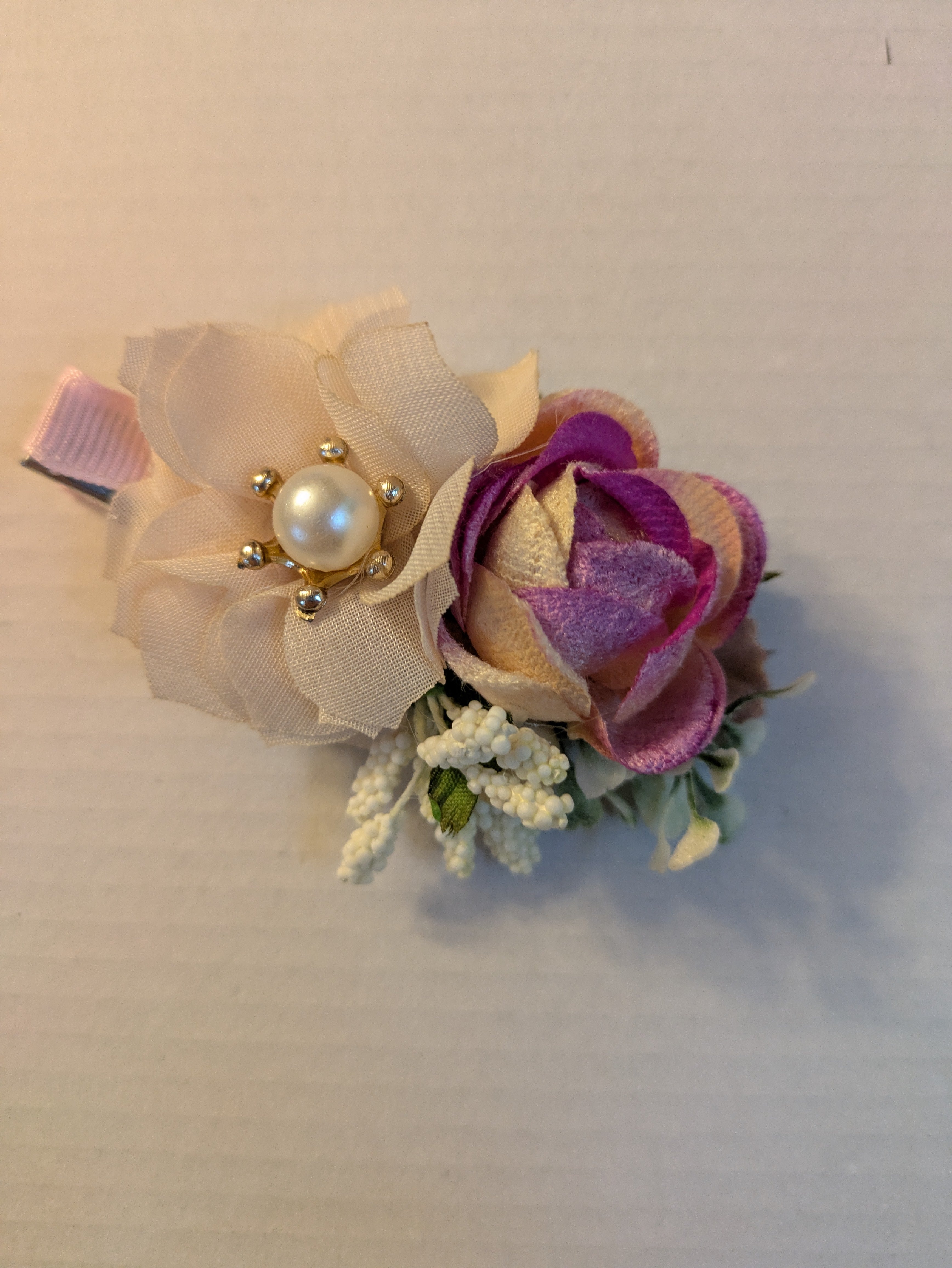 Gray Scarf with Pink Peonies, Hair Clip, 1ct Necklace, Perfume Sample - Bundle E