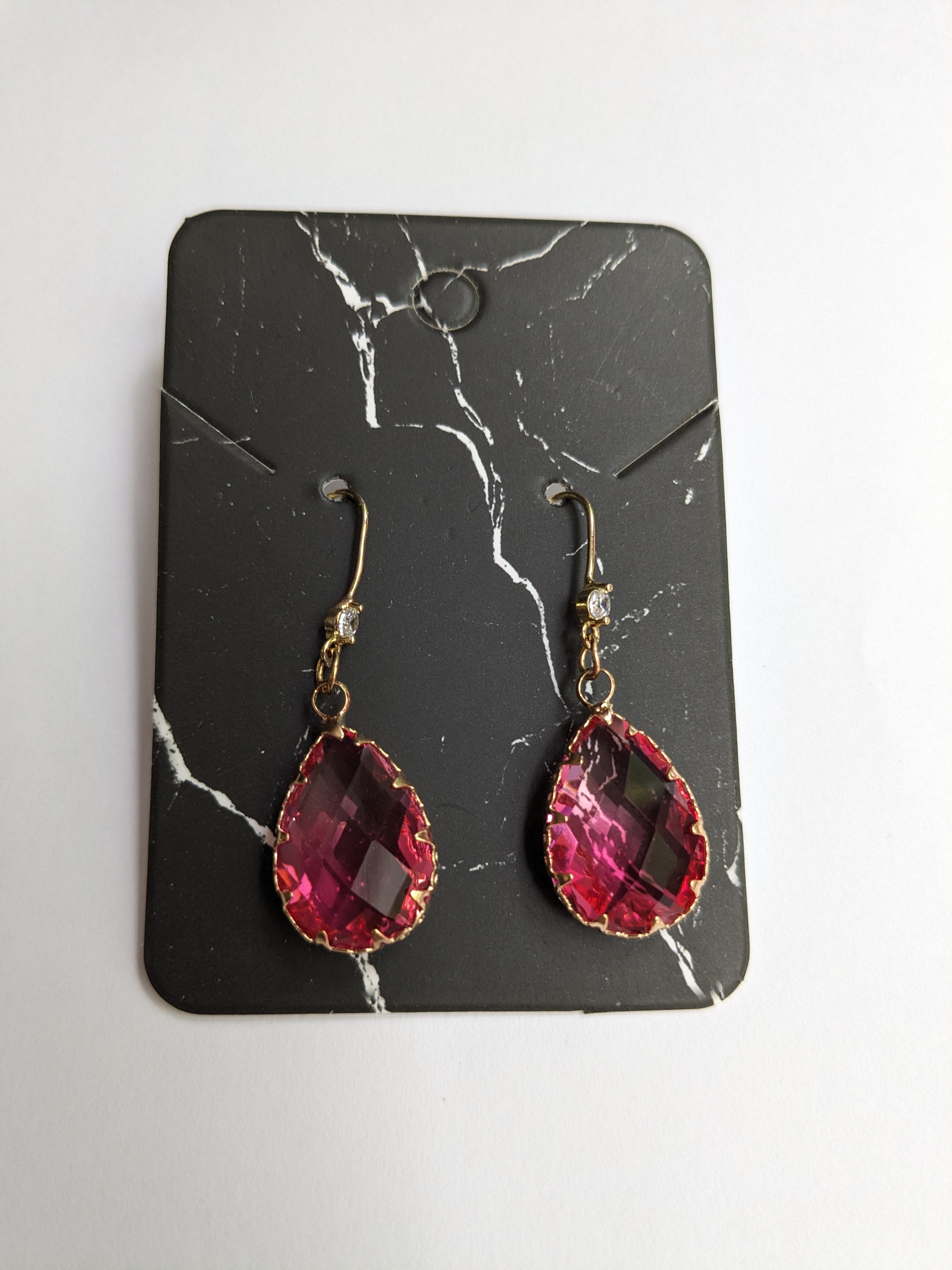 Large Eye Catching Two Tone Faceted Pear Shaped Crystal Prism Earrings