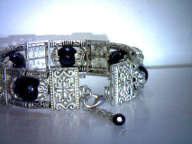 Natural Black agate bracelet with six 10mm rounds 33ctw