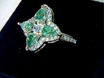 Green Moissanite Flower Petal Cocktail Ring 3.60ctw
