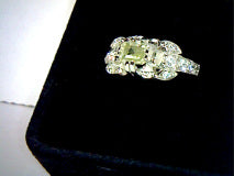 Emerald Cut Antique White Moissanite Ring 7mmx5mm/1ct