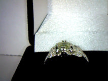 Emerald Cut Antique White Moissanite Ring 7mmx5mm/1ct
