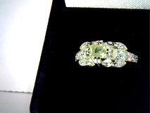 Emerald Cut Antique White Moissanite Ring 7mmx5mm/1ct