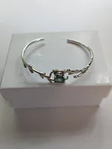 Genuine Natural Moss Agate Bangle Bracelet 2ct