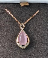 Genuine Rose Quartz Classic Waterdrop Necklace 1.29ct with Genuine White Zircon Accents