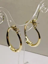 Gold Double Dangle Curve Earrings Post Back Dangle